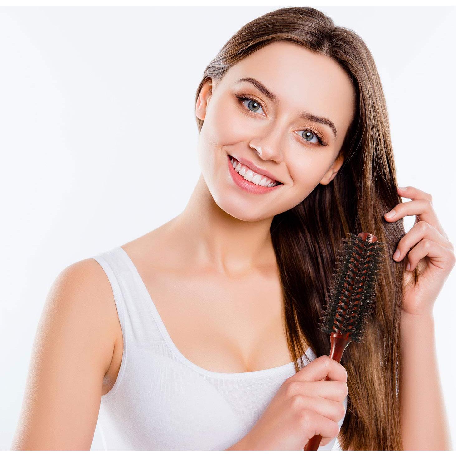 Conjunto de 3 Cepillos Redondos de Cerda de Jabalí Boao - 10, 12 y 14 Filas