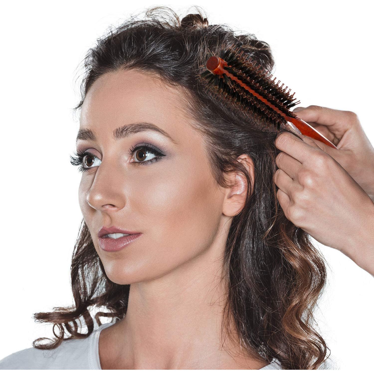 Conjunto de 3 Cepillos Redondos de Cerda de Jabalí Boao - 10, 12 y 14 Filas