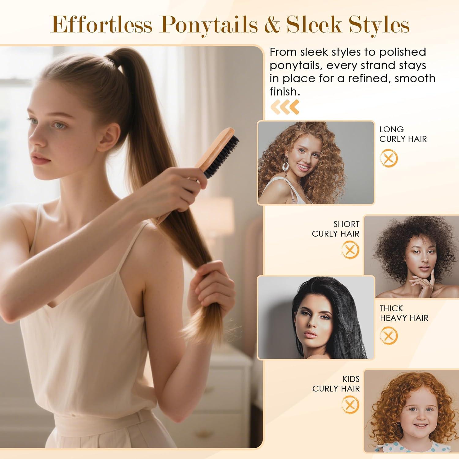 Cepillo Slick Back Stylemate - Cerdas de Jabalí Natural 22x4 cm