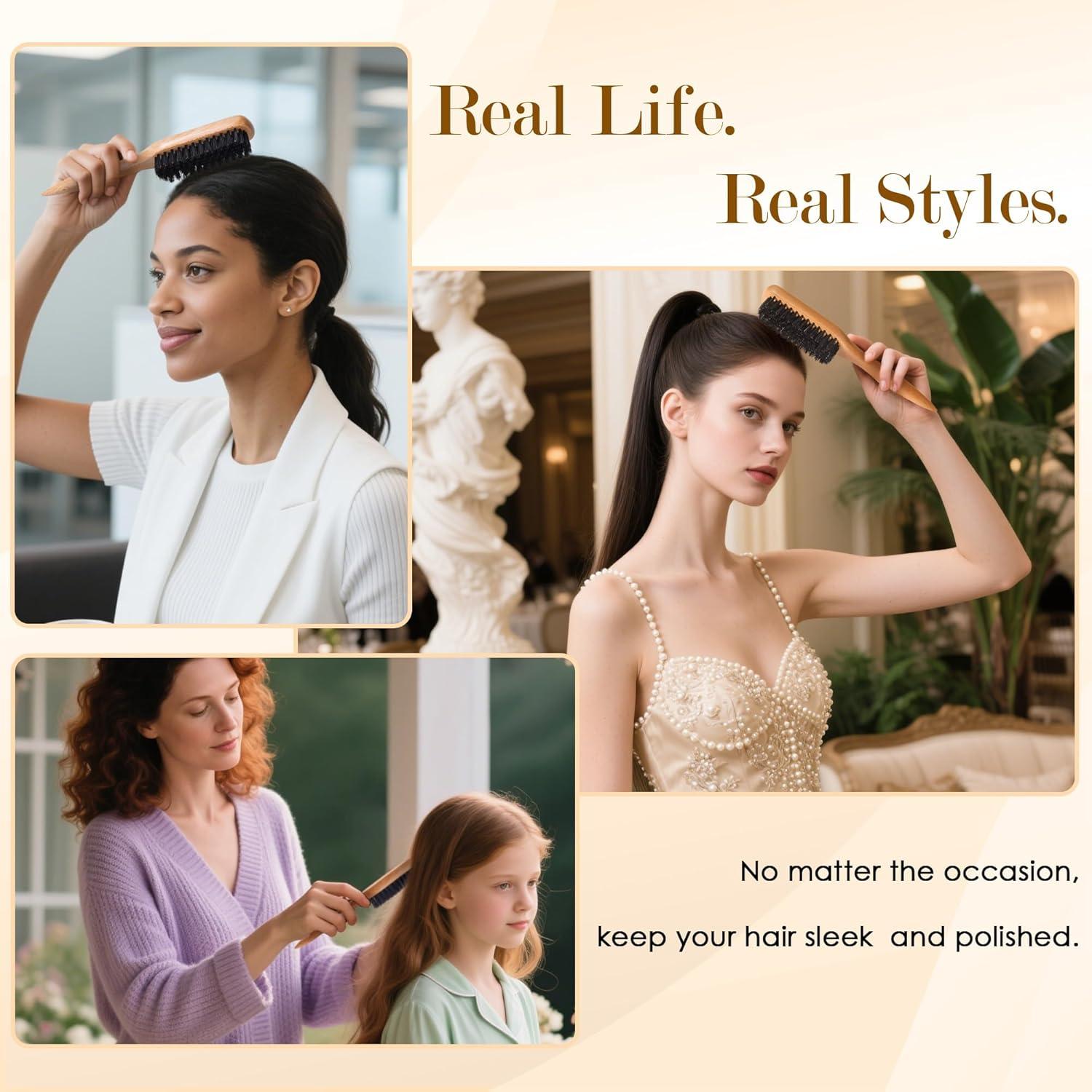 Cepillo Slick Back Stylemate - Cerdas de Jabalí Natural 22x4 cm