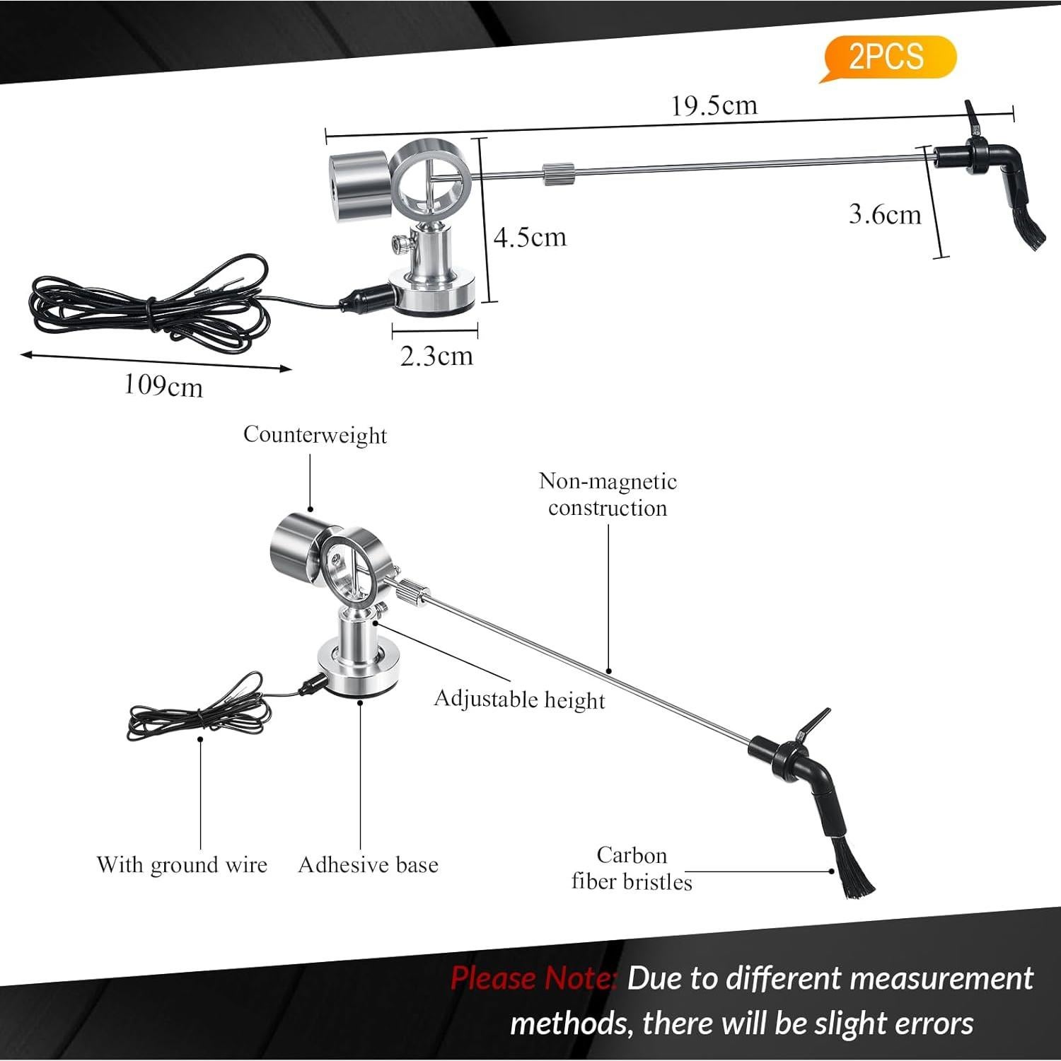 Set de Limpieza de Discos de Vinilo Tellegloww - 2 Juegos con Cepillo Antiestático de Fibra de Carbono