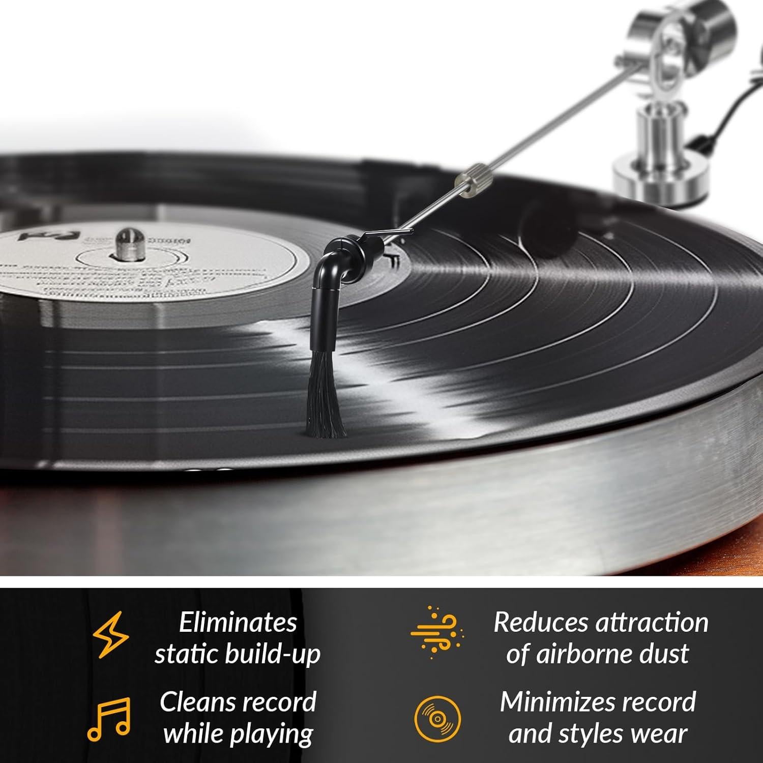 Set de Limpieza de Discos de Vinilo Tellegloww - 2 Juegos con Cepillo Antiestático de Fibra de Carbono