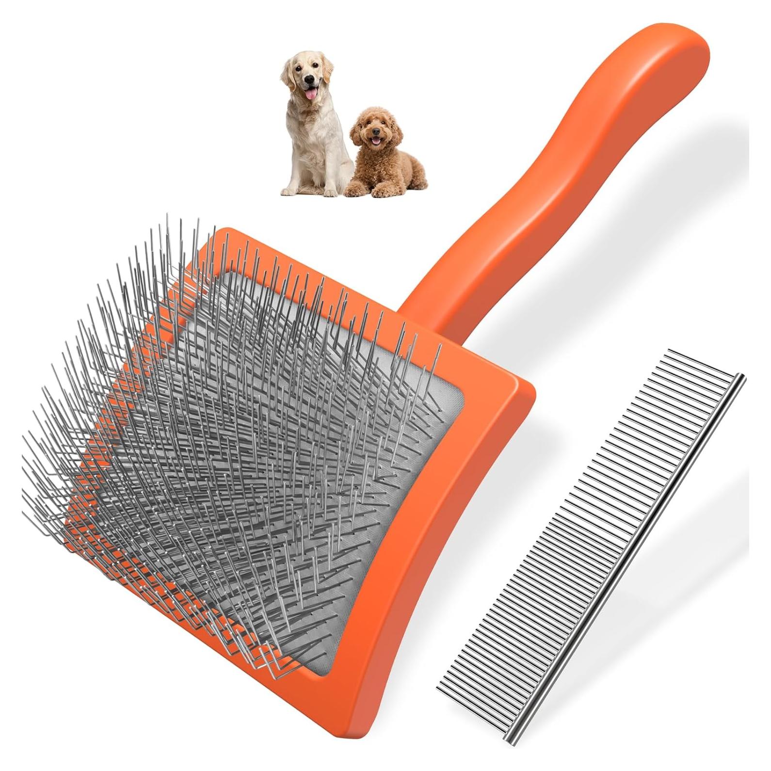 Kit de Acicalamiento para Perros Saccison - Cepillo Slicker y Peine