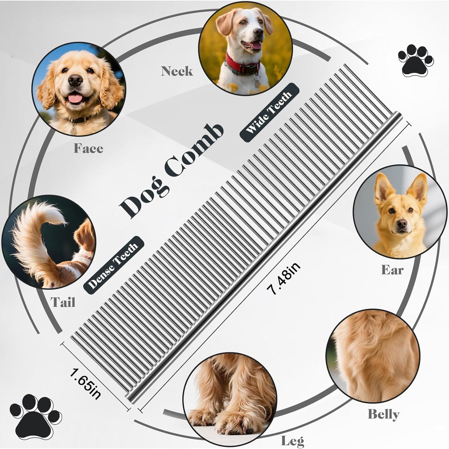 Kit de Acicalamiento para Perros Saccison - Cepillo Slicker y Peine