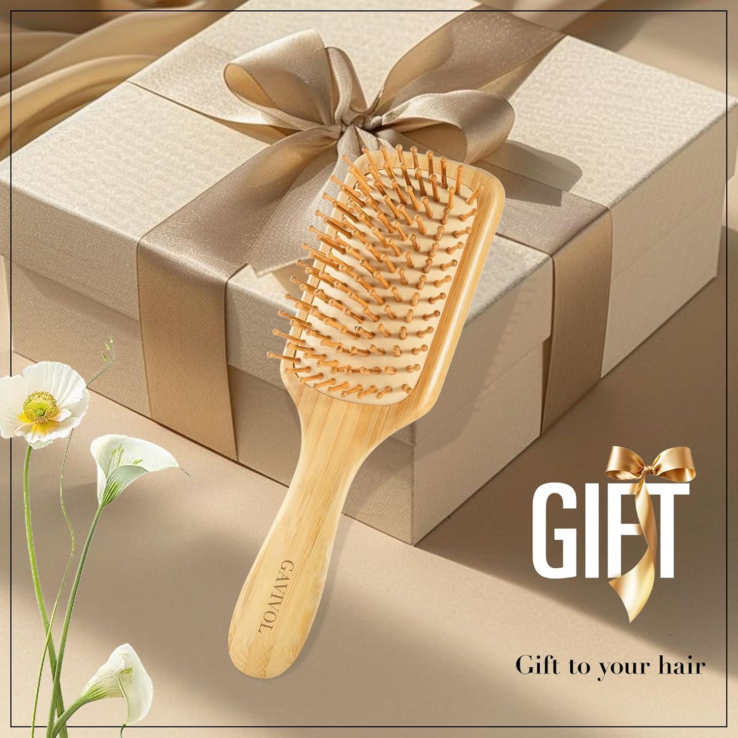 Cepillo de Pelo de Bambú GAVIVOL Antifrizz y Desenredante