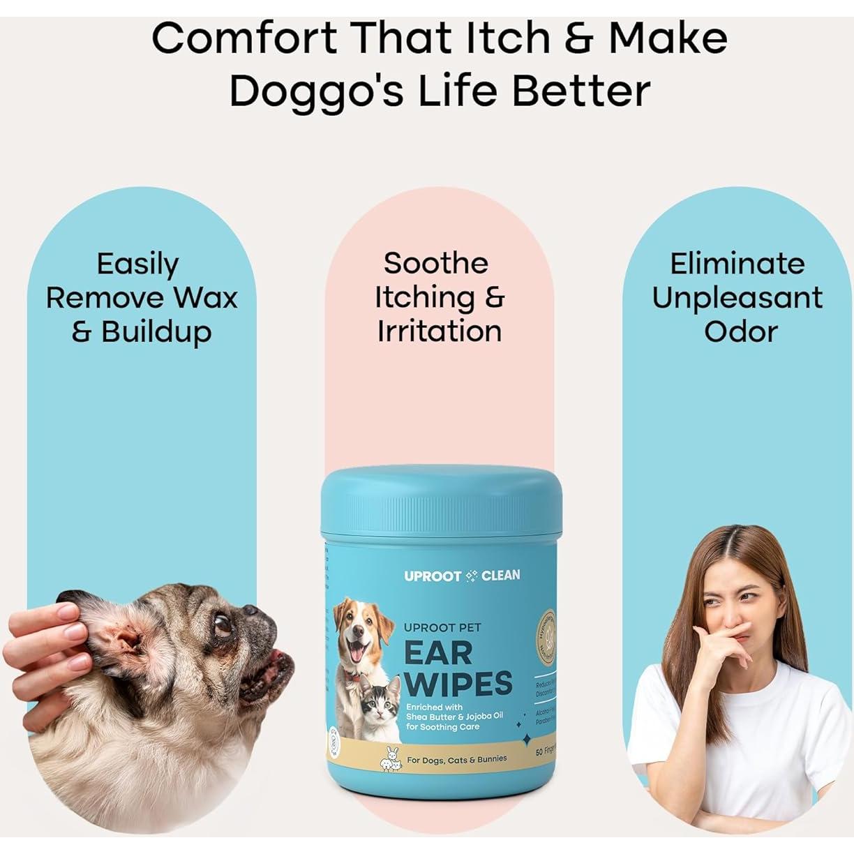 Toallitas Limpiadoras de Oídos Uproot Clean para Mascotas 50ct