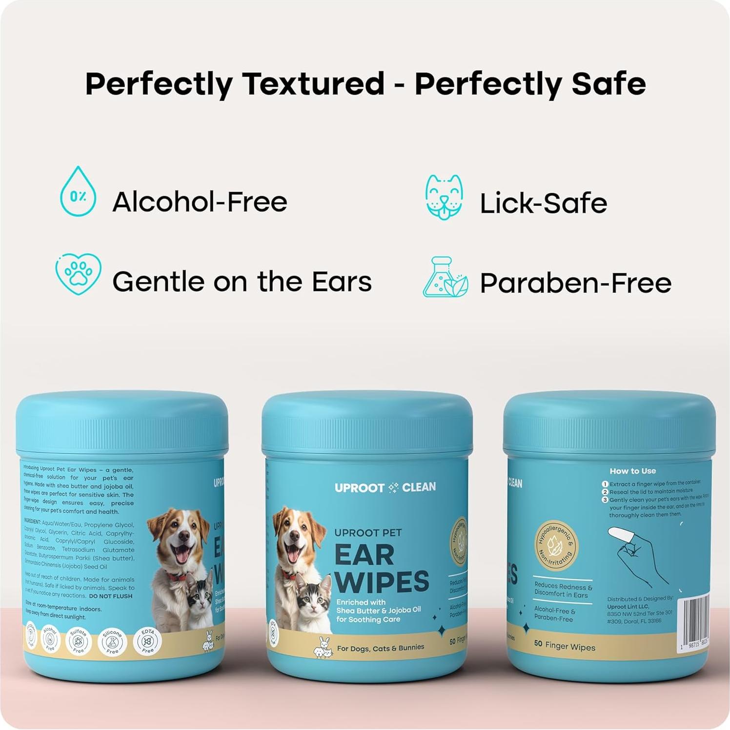 Toallitas Limpiadoras de Oídos Uproot Clean para Mascotas 50ct