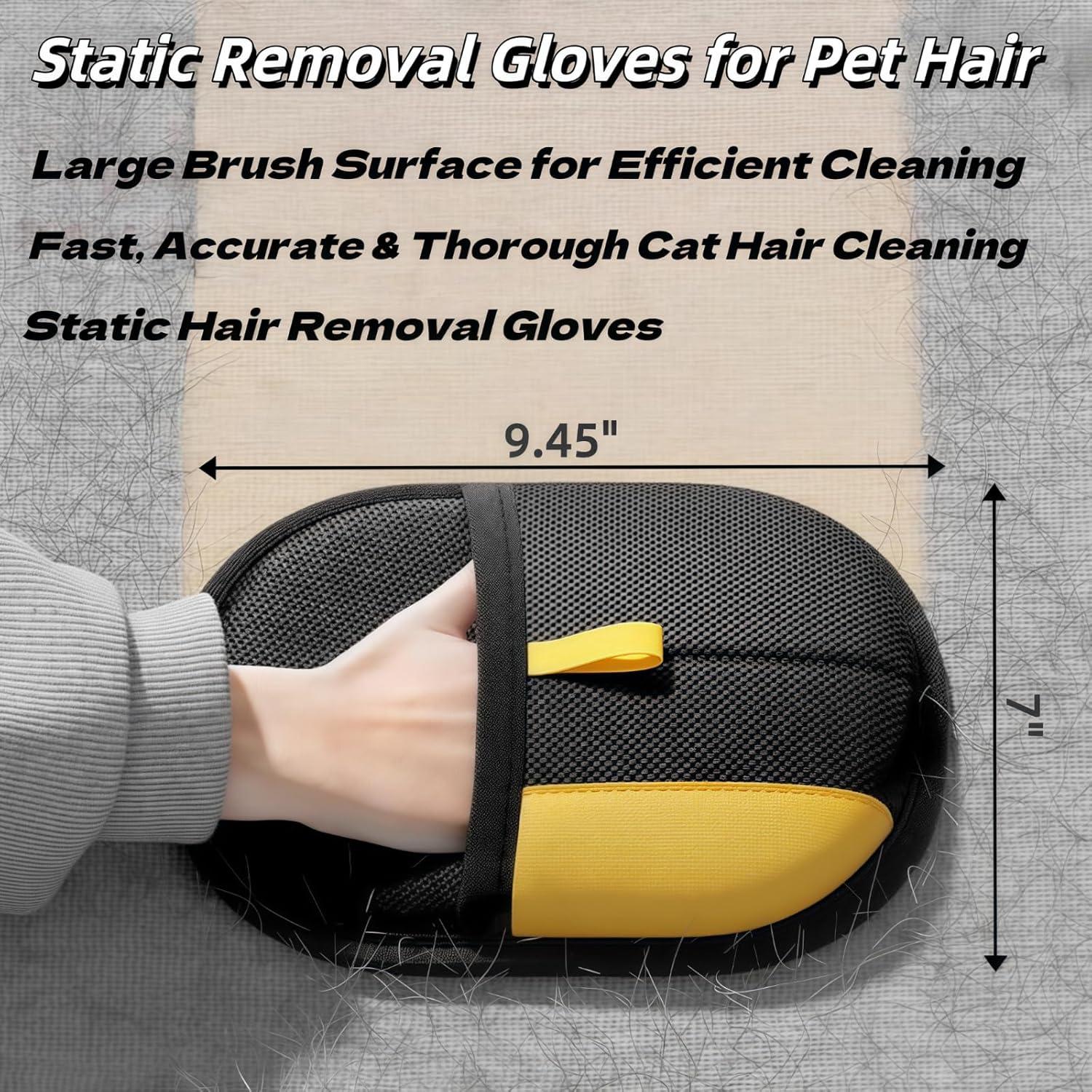 Pet Hair Removal Glove,2025 Nnew Electrostatic Gloves Pet Hair for Cats&Dogs，Reusable Double Sided Pet Hair Remover Electrostatic Gloves，Cat Hair Glove for Couch, Furniture, Carpet, Car Seat (1)