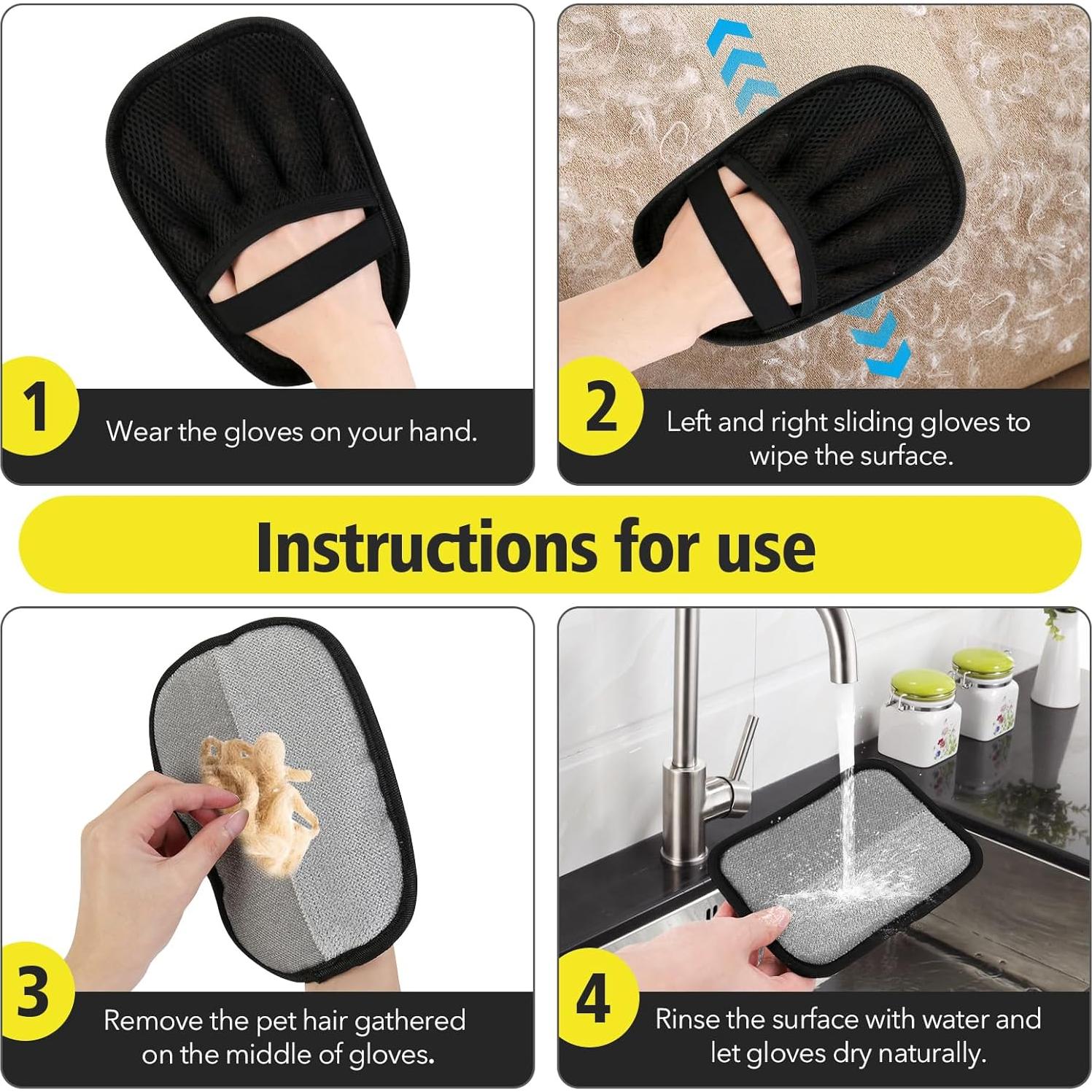 Guantes de Aseo para Mascotas Yummy Sam 2 Pcs Doble Cara