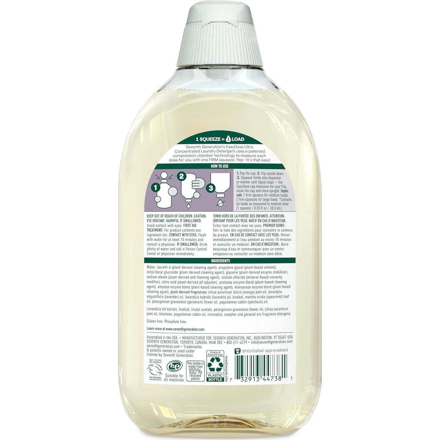 Detergente de Ropa Ultra Concentrado Seventh Generation 2x23 oz Lavanda