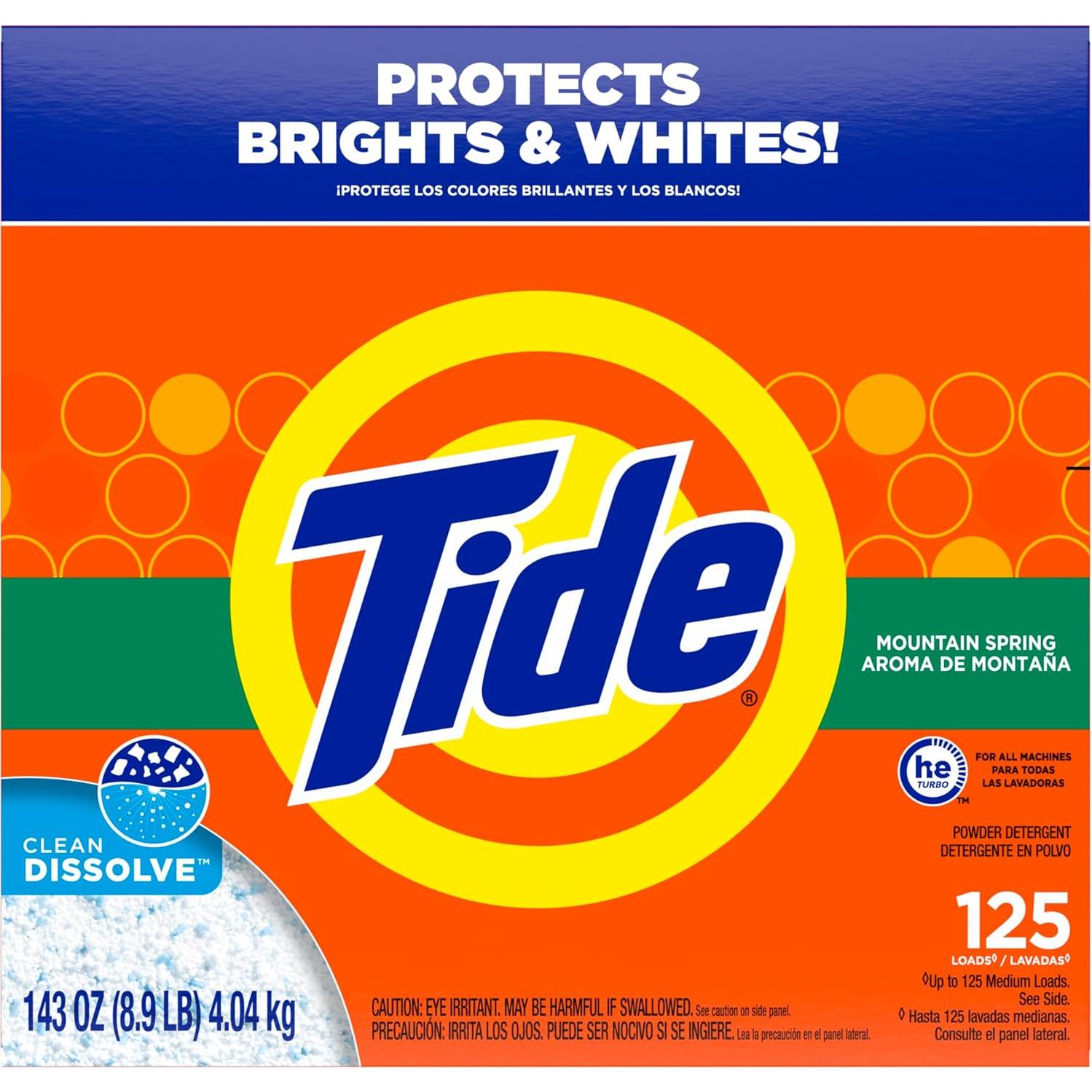 Detergente en polvo Tide 4.03 kg primavera de montaña HE Turbo