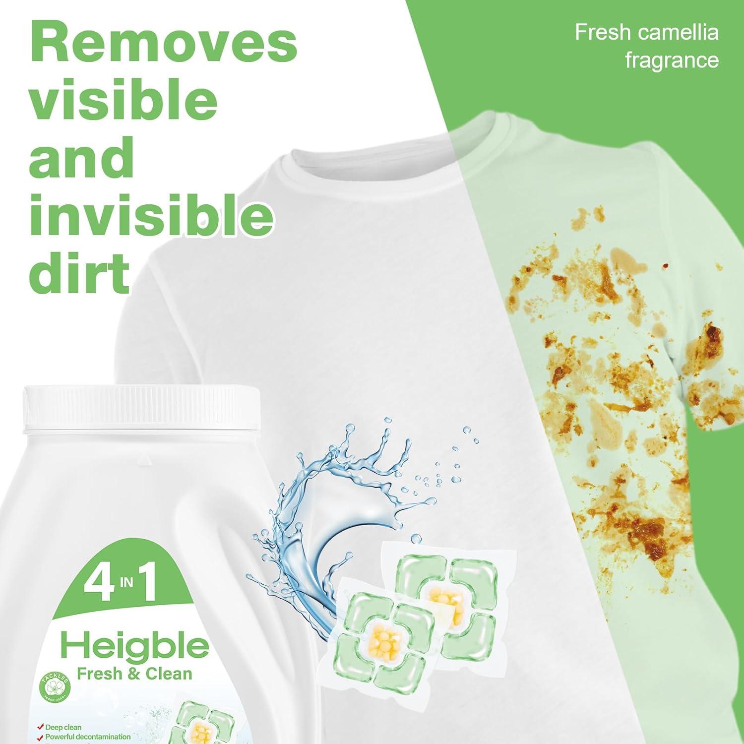 200 Cápsulas Detergente Ropa Heigble 4 en 1 Fragancia Camelia