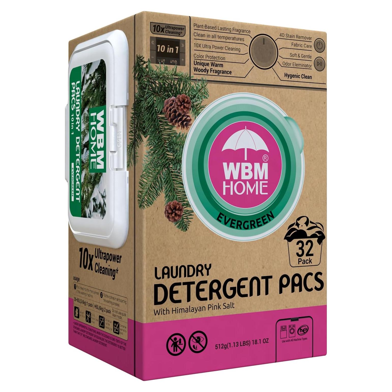 Bolsas de detergente hipoalergénicas WBM 32 unidades aroma a pino