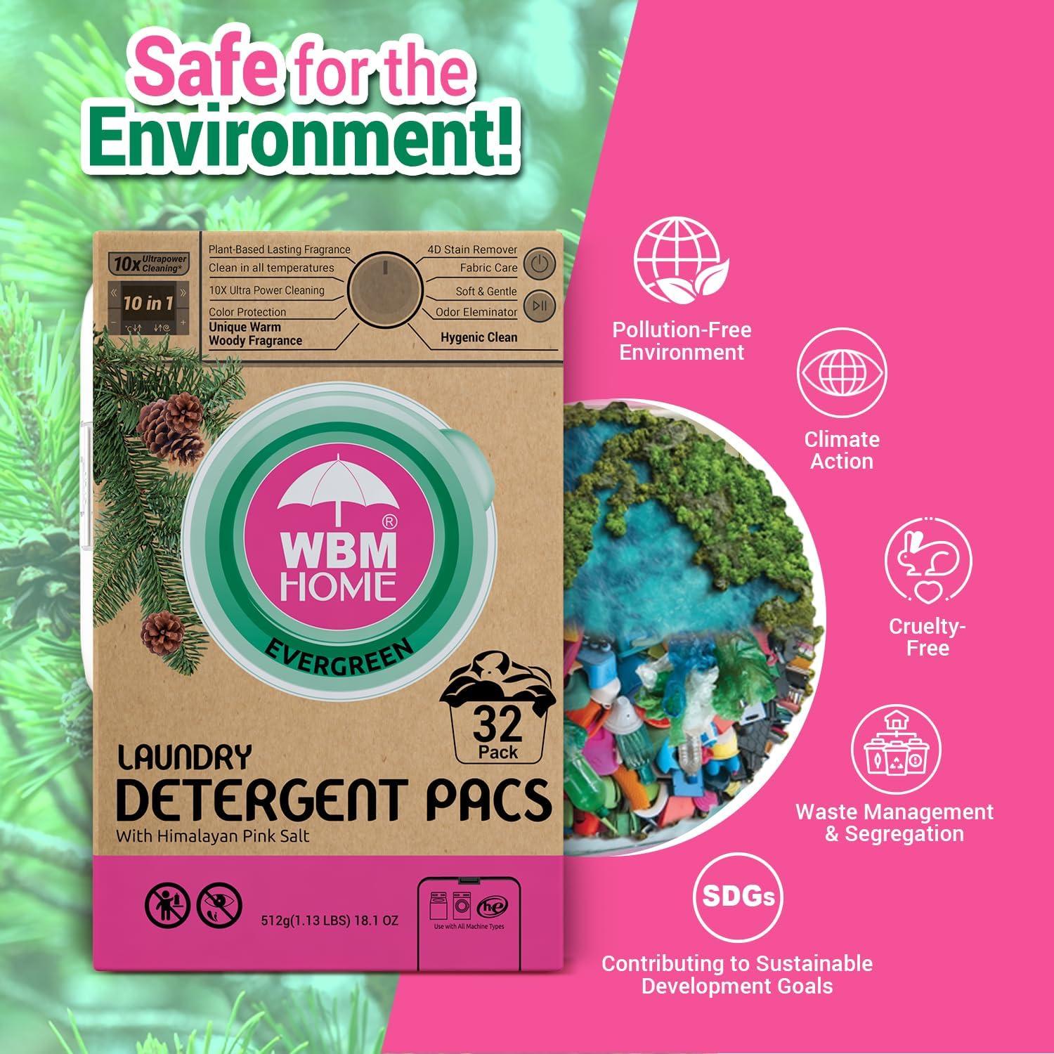 Bolsas de detergente hipoalergénicas WBM 32 unidades aroma a pino