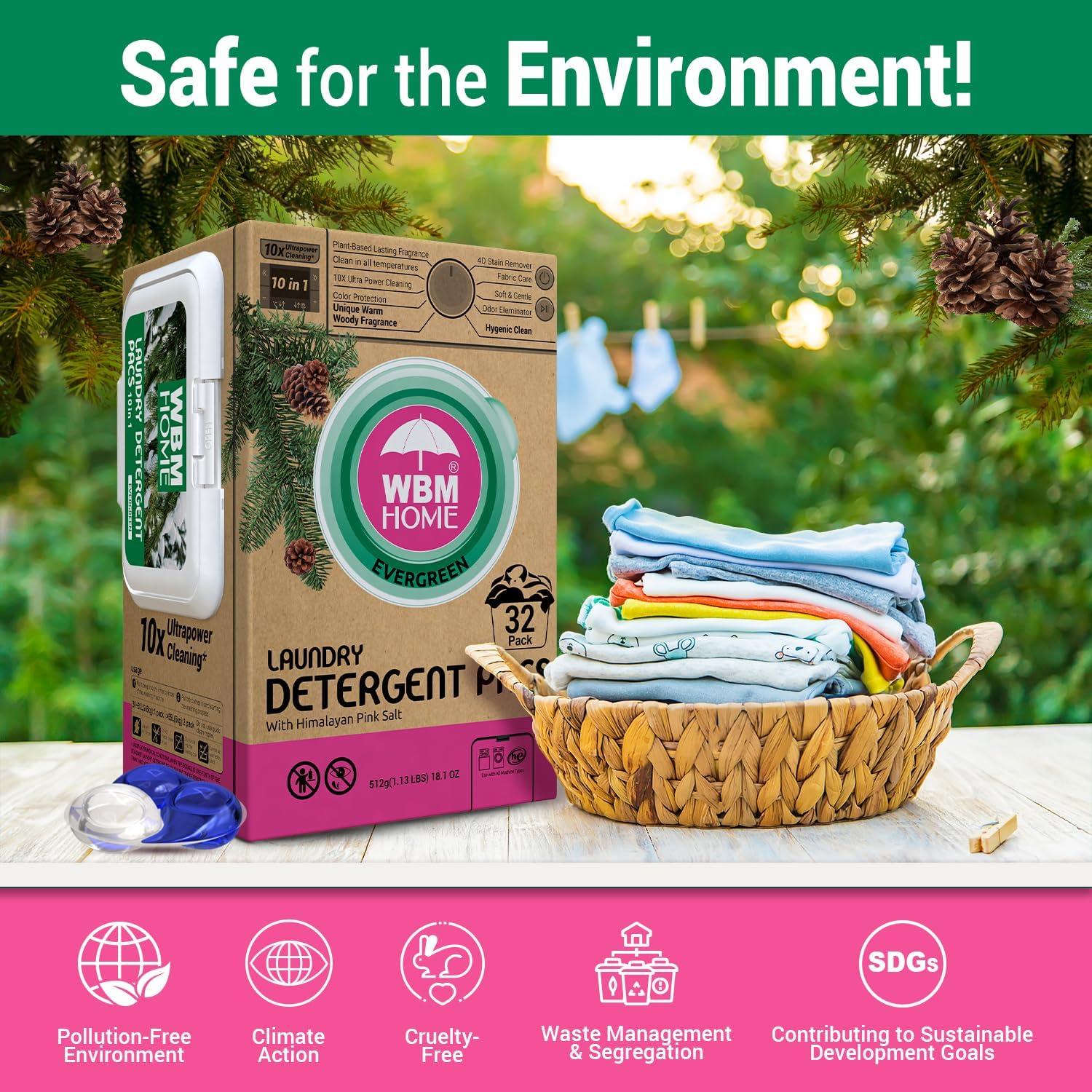 Bolsas de detergente hipoalergénicas WBM 32 unidades aroma a pino