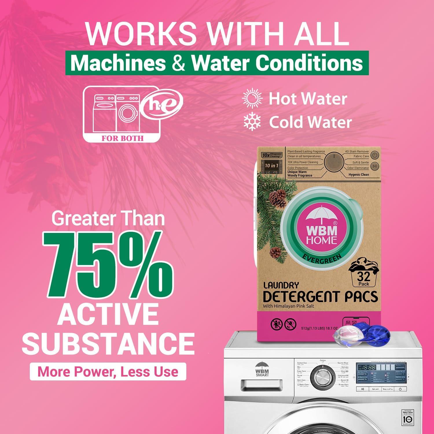 Bolsas de detergente hipoalergénicas WBM 32 unidades aroma a pino