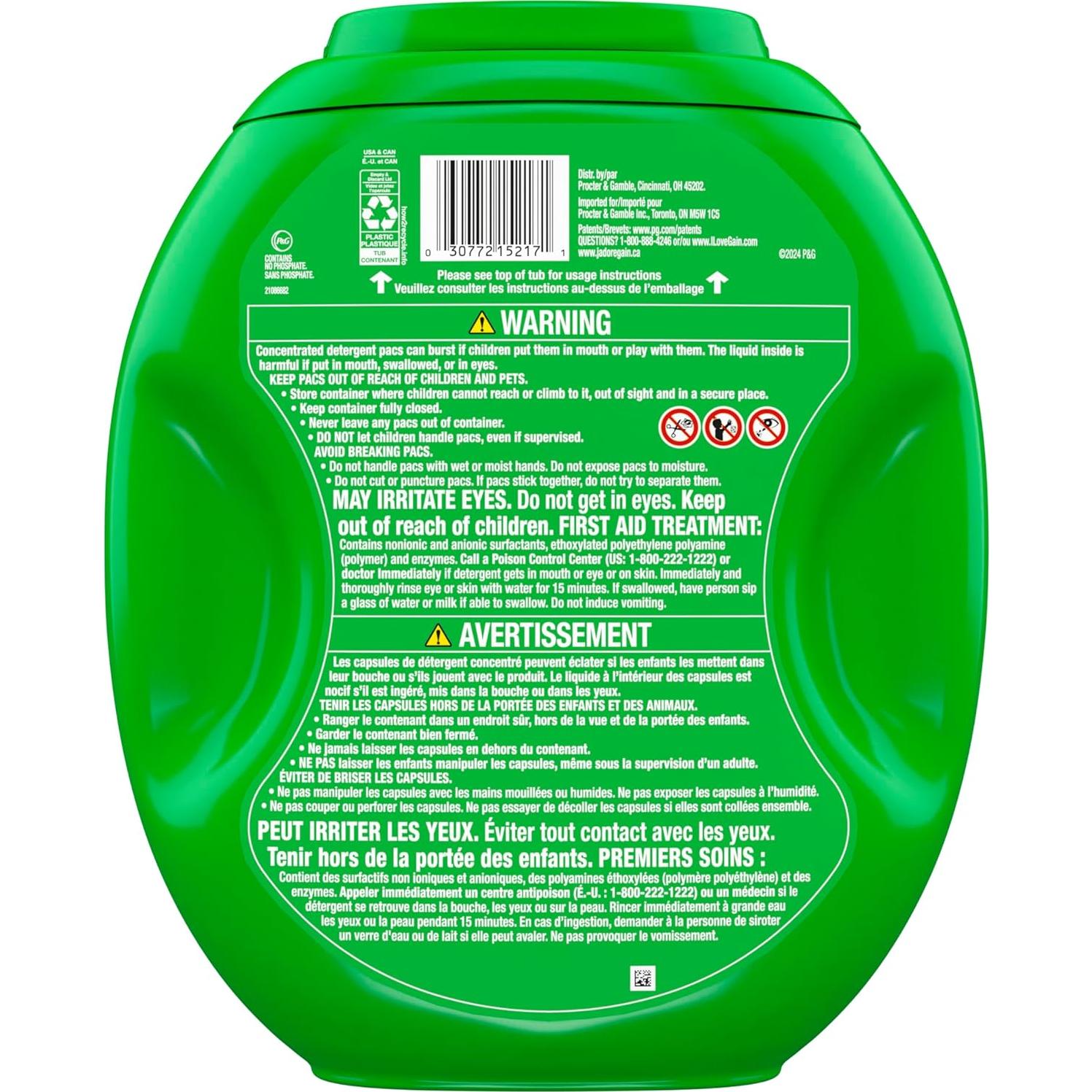 Gain Flings Detergente para Ropa 102 Pacs Aroma Brisa de Luna