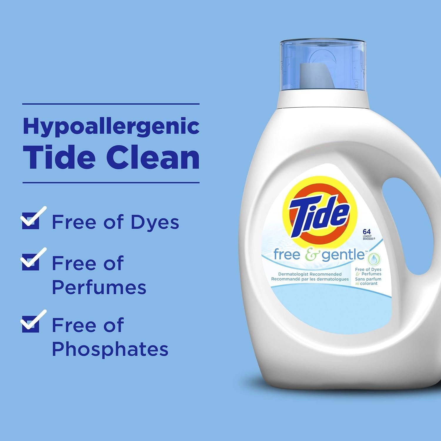 Detergente líquido para ropa Tide Free & Gentle 4.1 L