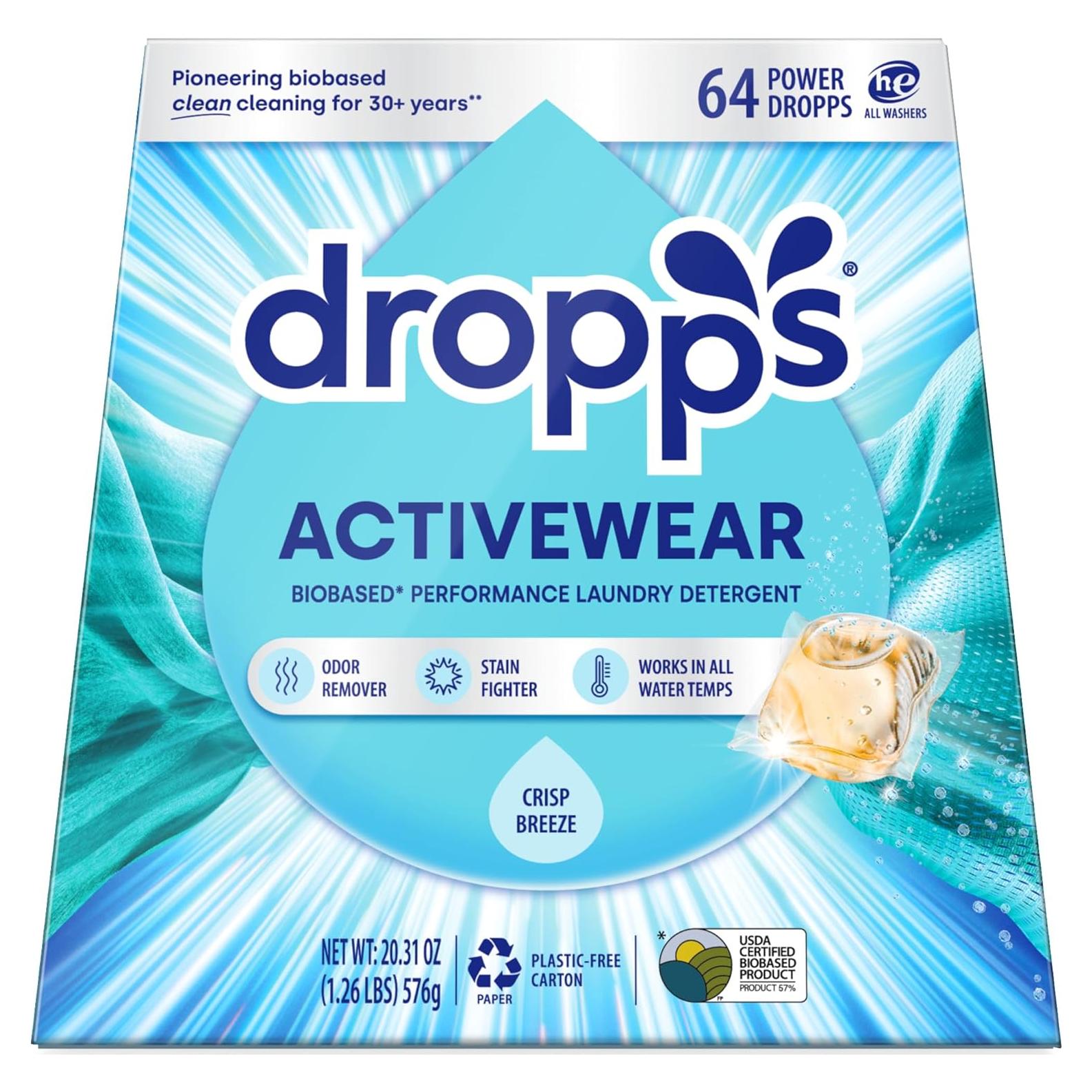 Cápsulas de Detergente para Ropa Dropps Activewear 64 ct