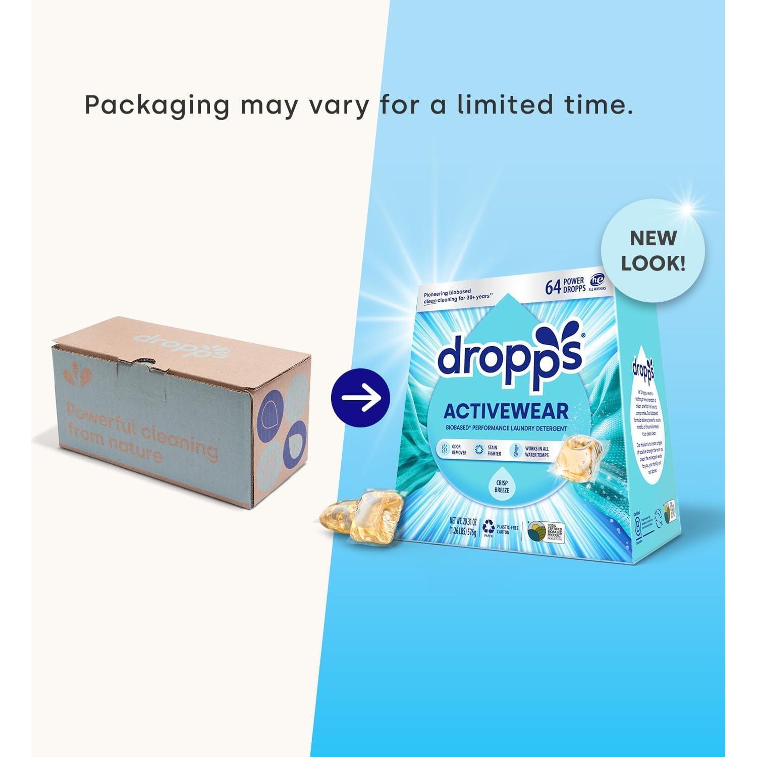 Cápsulas de Detergente para Ropa Dropps Activewear 64 ct