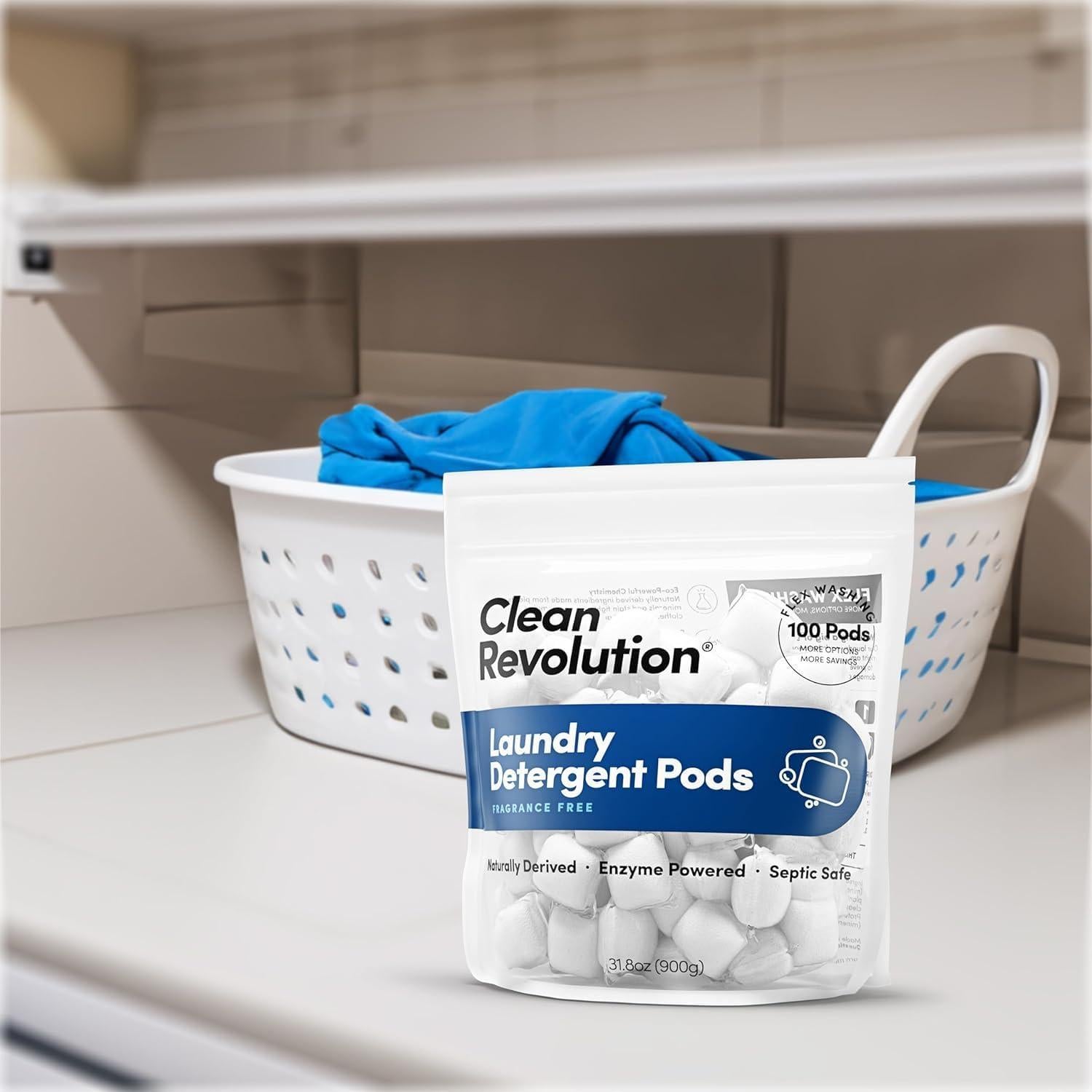 Cápsulas de Detergente para Ropa Revolución Limpia 100 Unidades Sin Fragancia