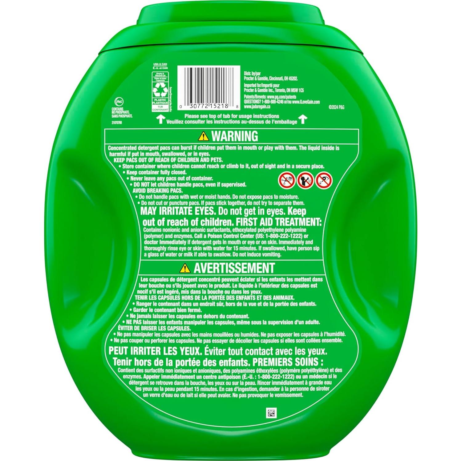 Gain Flings Detergente para Ropa 102 Pacs Oxi y Febreze