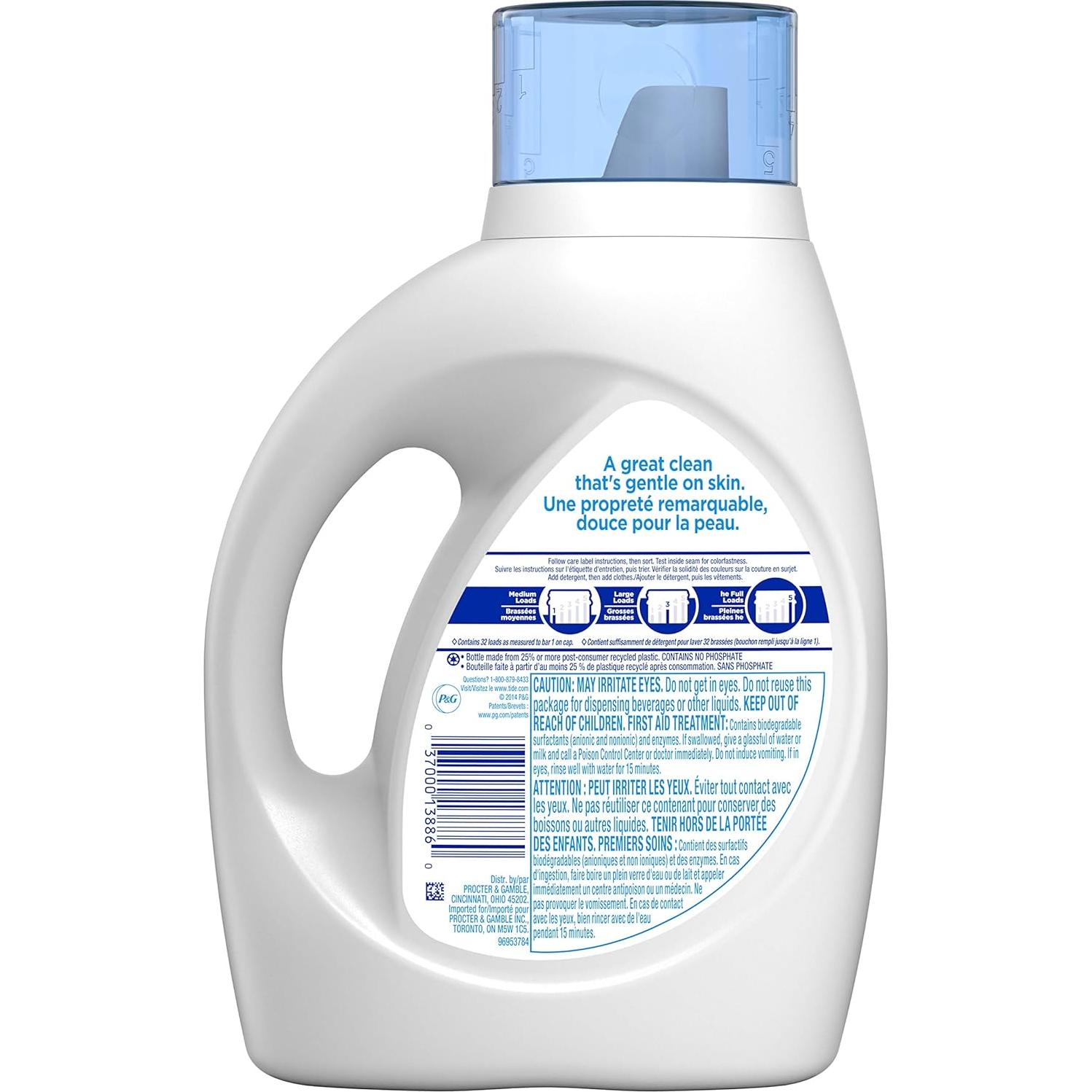Detergente Líquido para Ropa Tide Free and Gentle 1.42kg