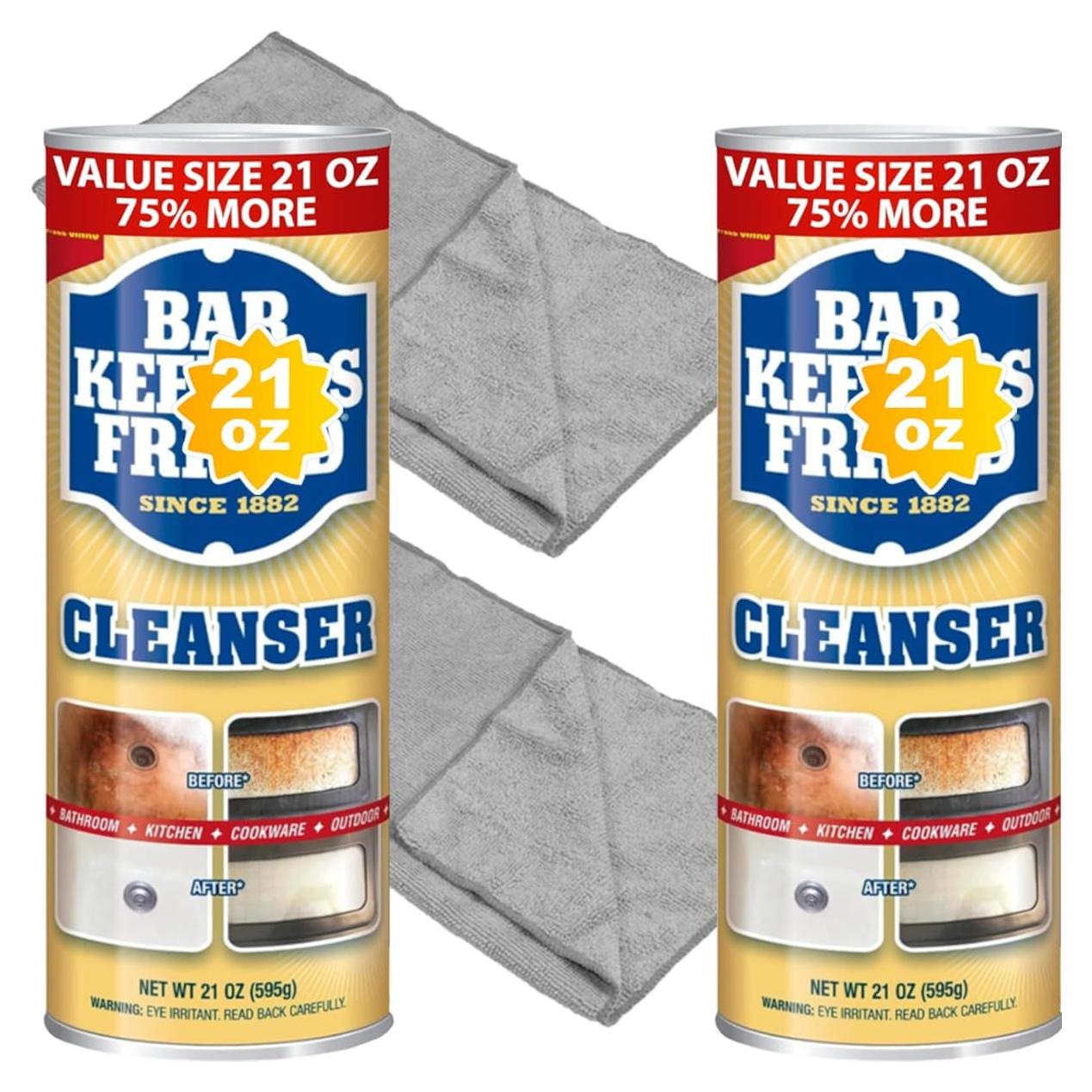 Paquete de limpieza Bar-Keeper's Friend 595 g + 2 paños microfibra 40.6x30.5 cm