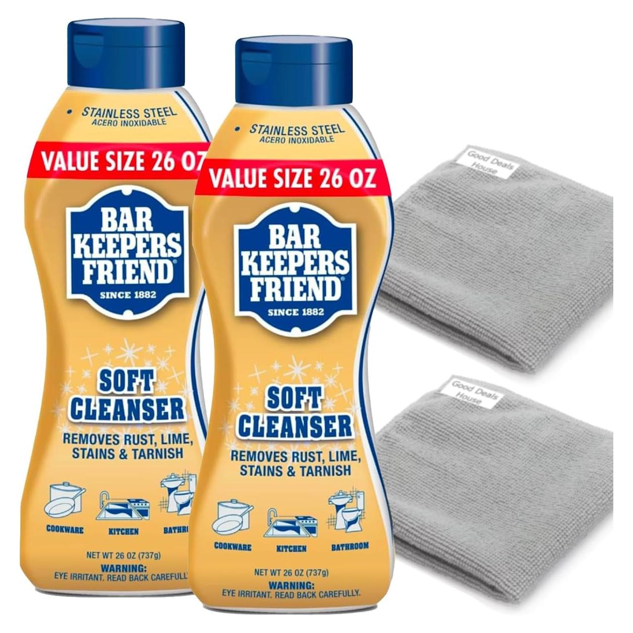 Limpiador Suave Bar Keepers Friend 2x26 oz + 2 Toallas Microfibra