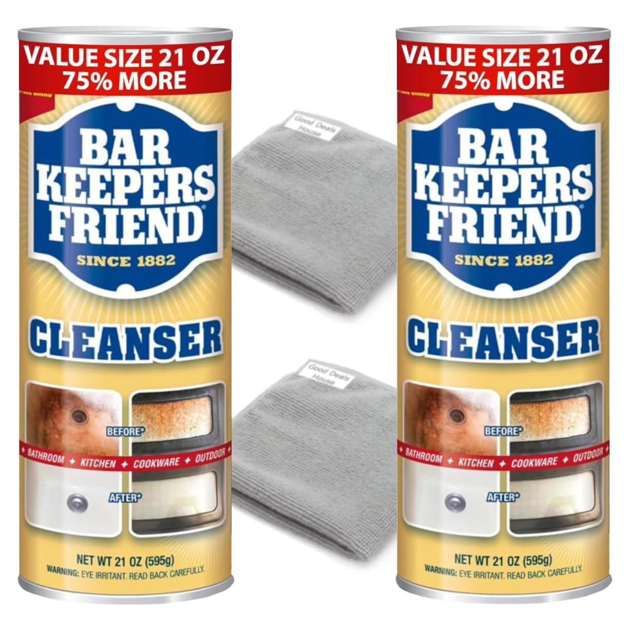 Paquete de Limpieza Bar Keepers Friend 2x21 oz + 2 Toallas Microfibra