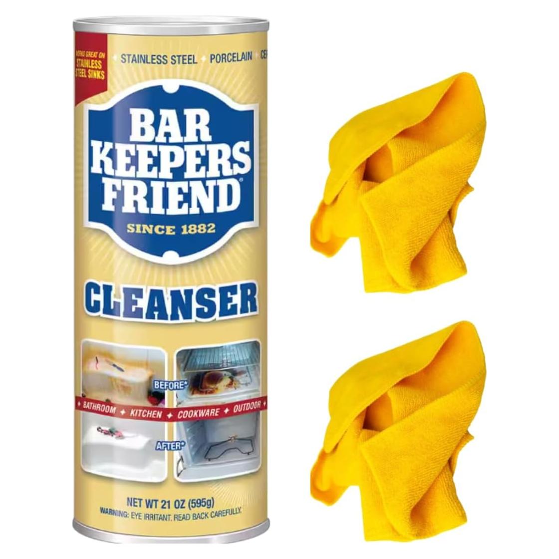 Limpiador y Pulidor Multiusos Bar Keepers Friend 21oz + 2 Paños