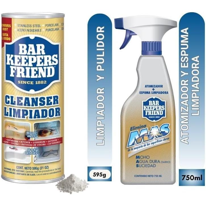 Paquete Bar Keeper's Friend - Limpiador Spray 750 ml y Polvo 595 g