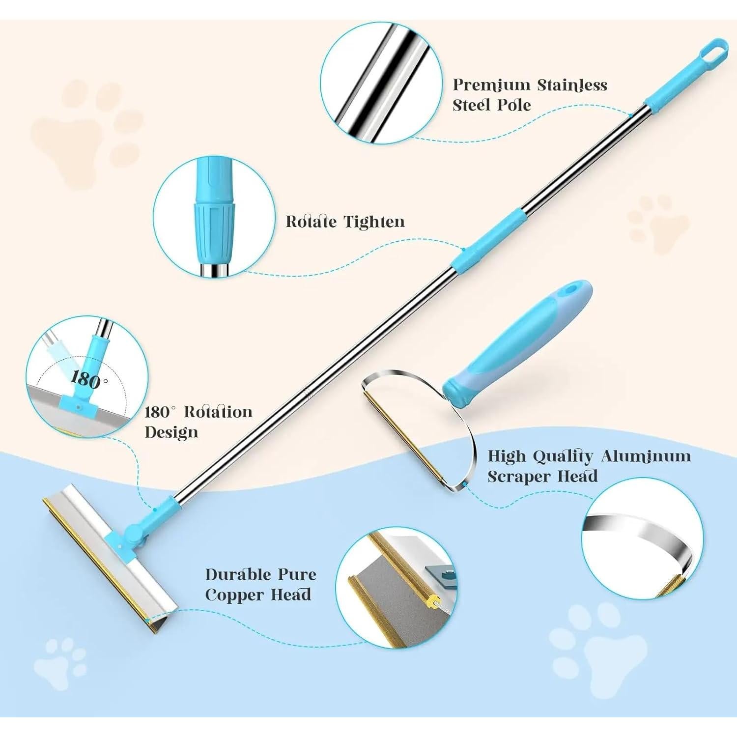 Rastrillo para Alfombras Genérico con Mango Ajustable 129.5 cm