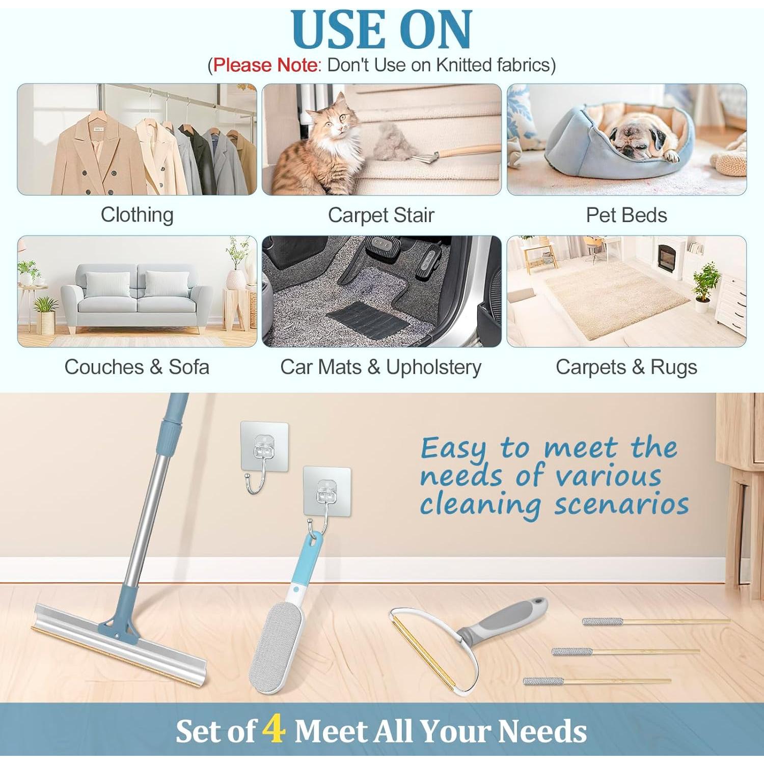 Juego de 4 herramientas para eliminar pelo de mascotas Oleka