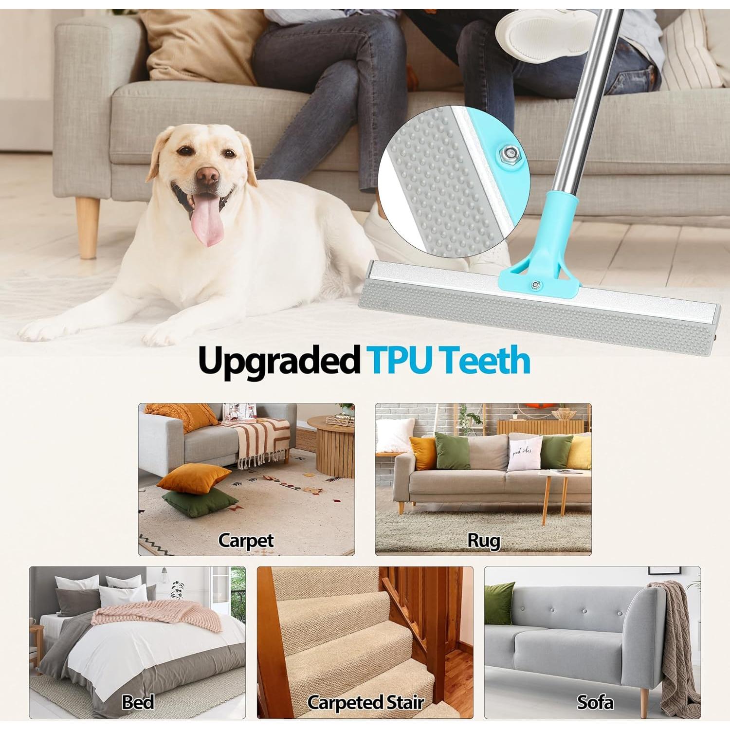 Rastrillo de Alfombra Thalomely 2 en 1 para Pelo de Mascotas