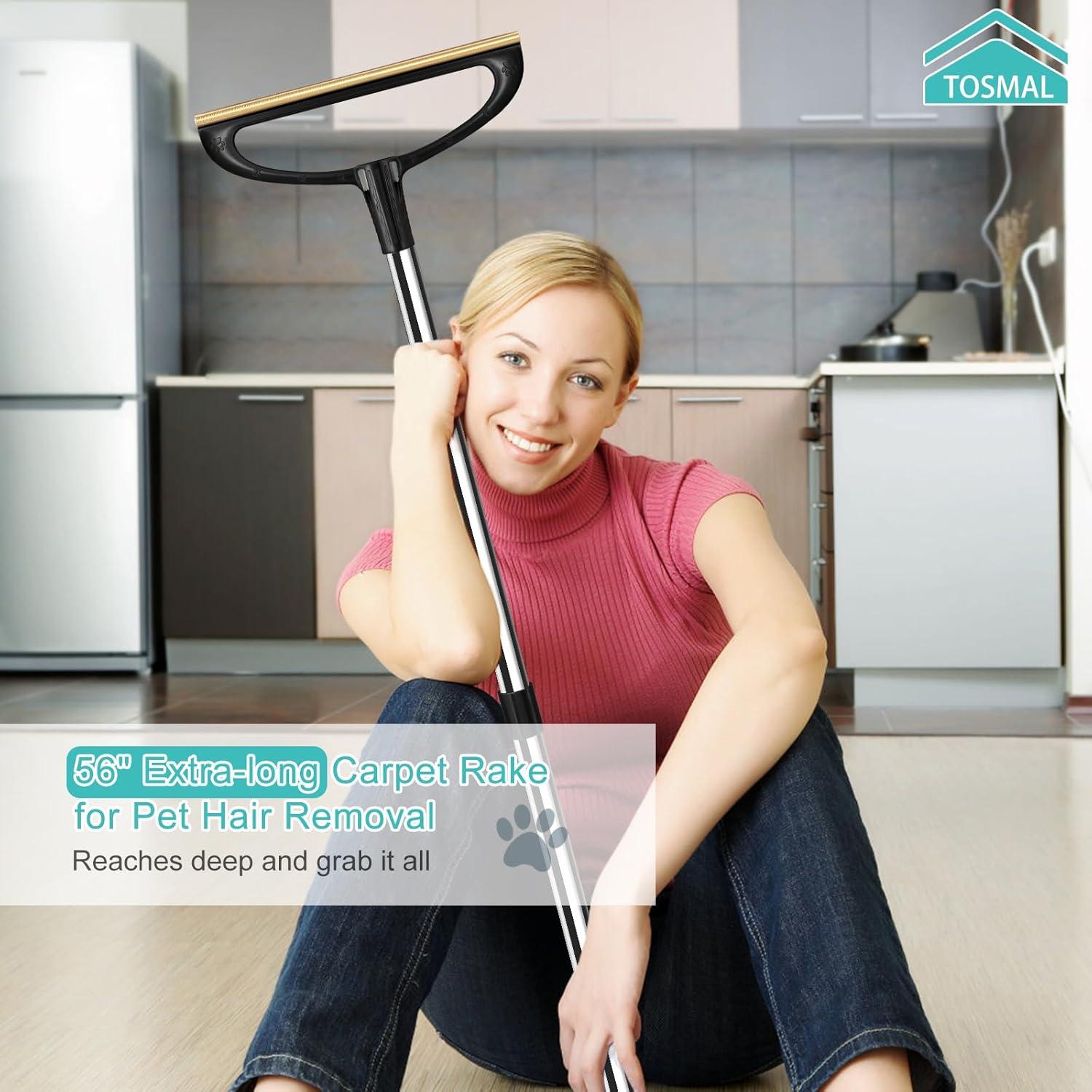 Rastrillo para Alfombra TOSMAL Ajustable 63.5-142 cm Pelo Mascotas