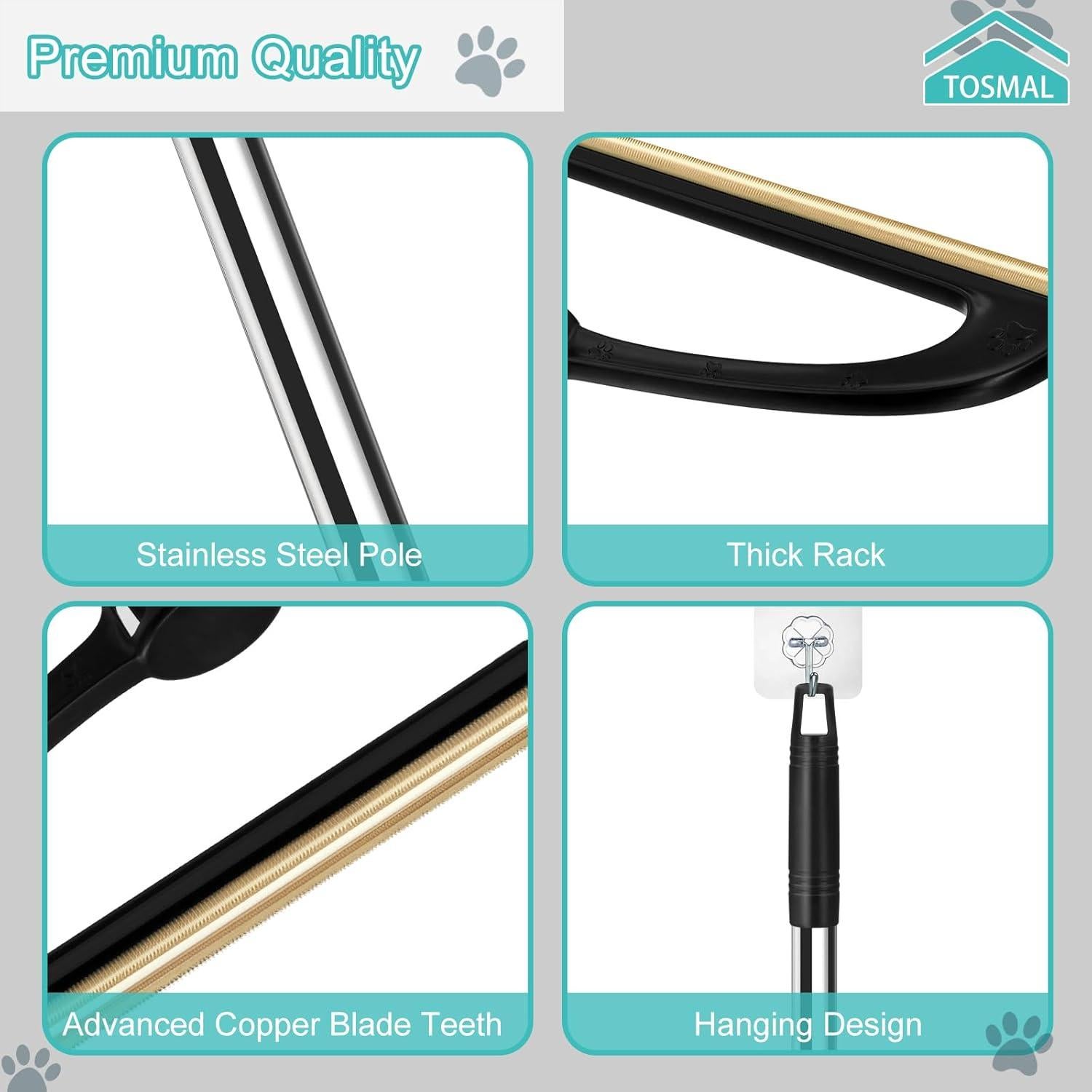 Rastrillo para Alfombra TOSMAL Ajustable 63.5-142 cm Pelo Mascotas