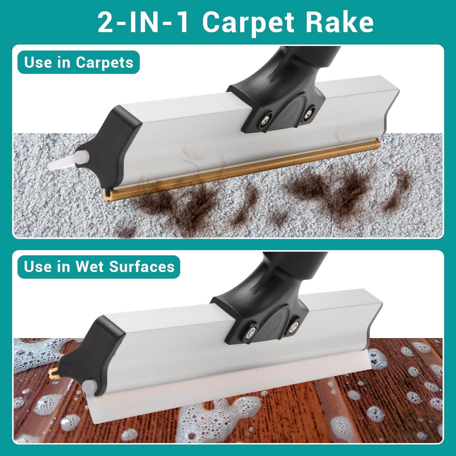 Rastrillo de Alfombra 158 cm 2 en 1 10 A 6 PICKS para Pelo de Mascotas