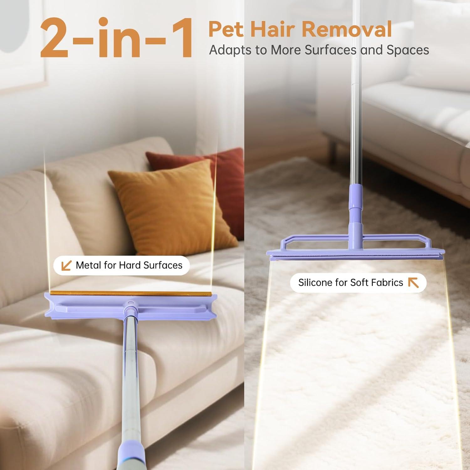 Rastrillo de Alfombra 2 en 1 Pawlico, Mango Ajustable 150 cm