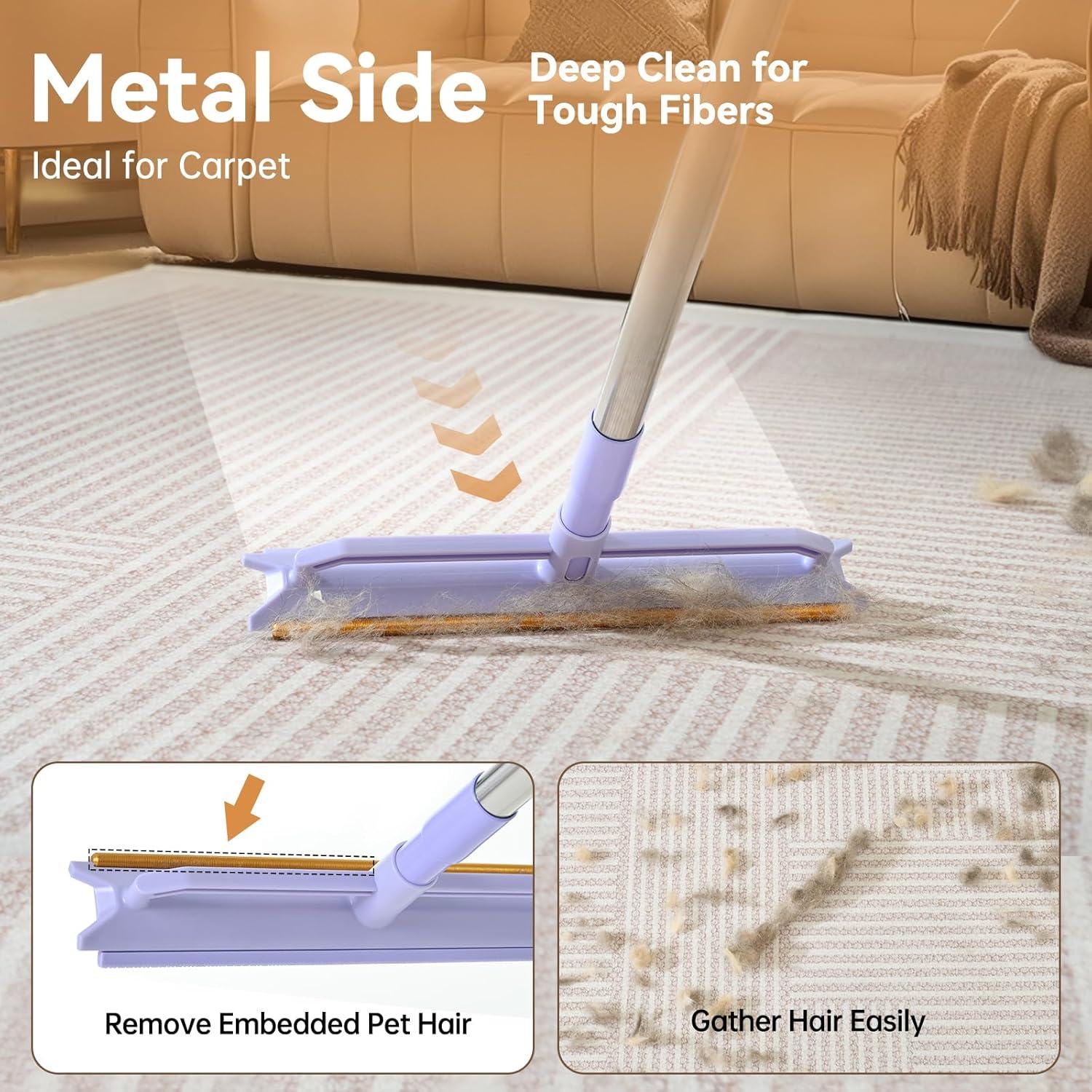 Rastrillo de Alfombra 2 en 1 Pawlico, Mango Ajustable 150 cm