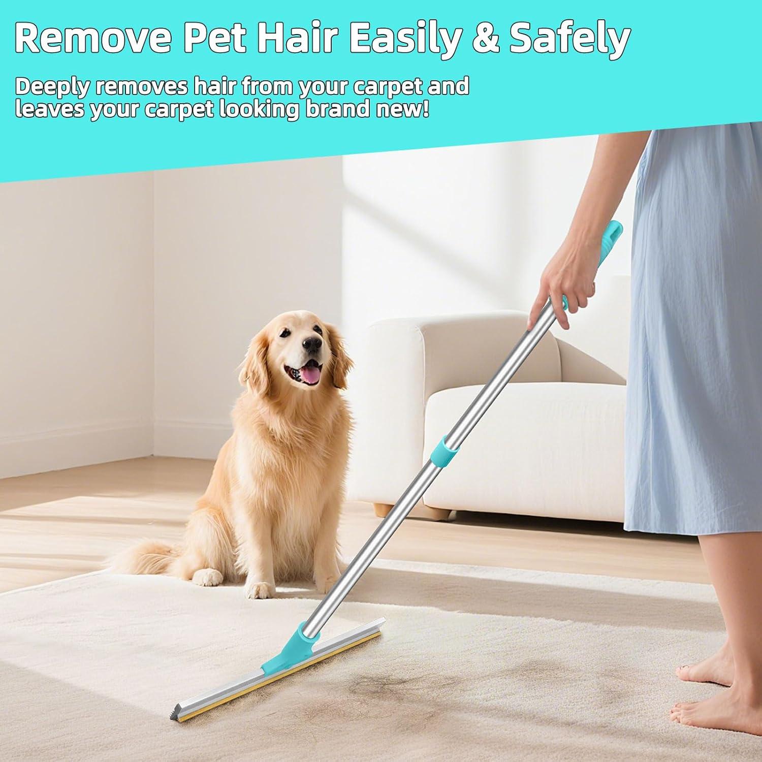 Rastrillo para Alfombras XEENRXU Ajustable 54" para Pelo de Mascotas