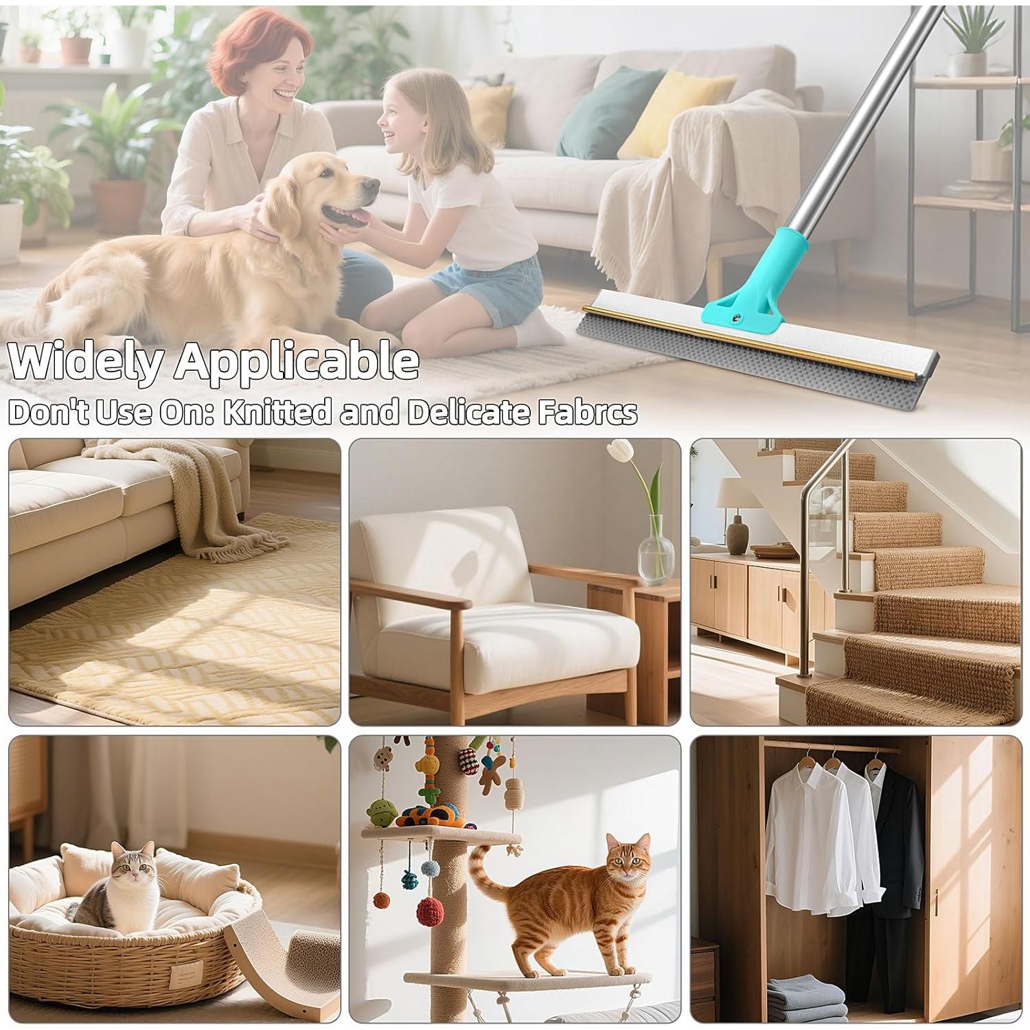 Rastrillo para Alfombras XEENRXU Ajustable 54" para Pelo de Mascotas