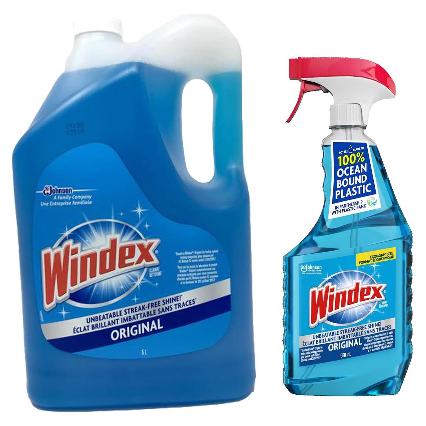 Limpiador de Vidrios Windex Original 5L + Spray 950ml