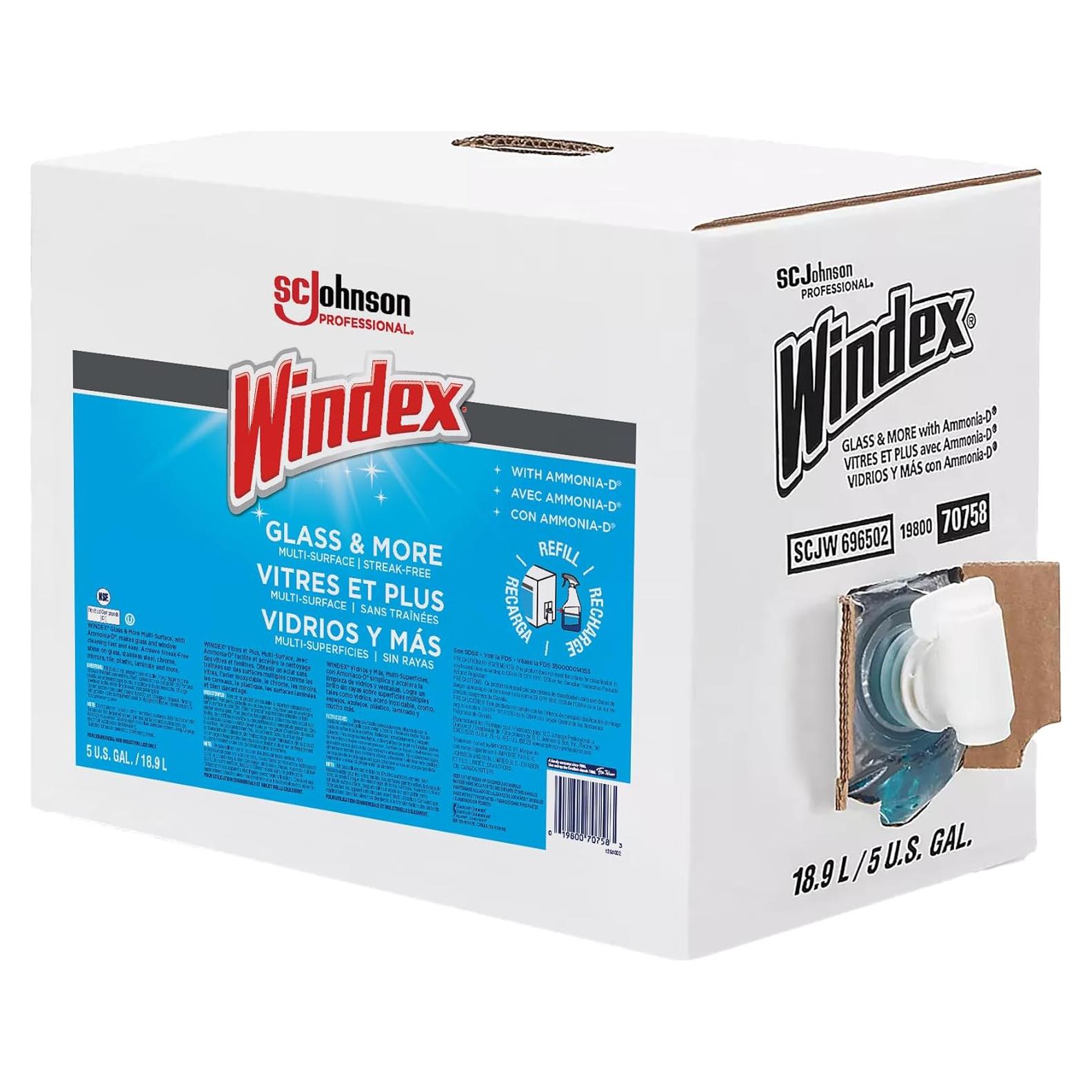 Limpiador de Vidrios Windex SC Johnson 5 Galones Brillo Sin Rayas