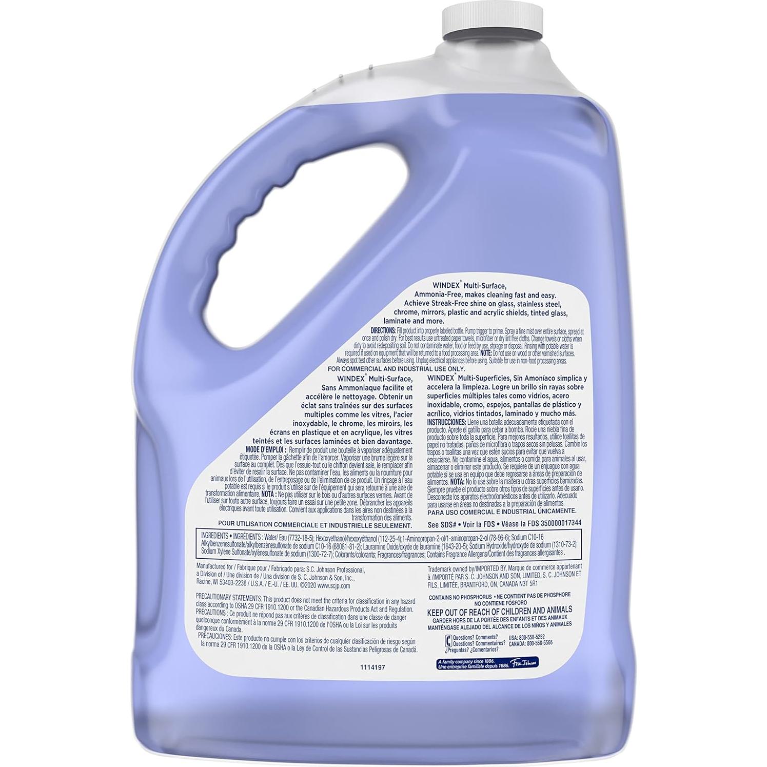 Limpiador de Vidrios Windex SC Johnson 1 Galón Sin Amoníaco