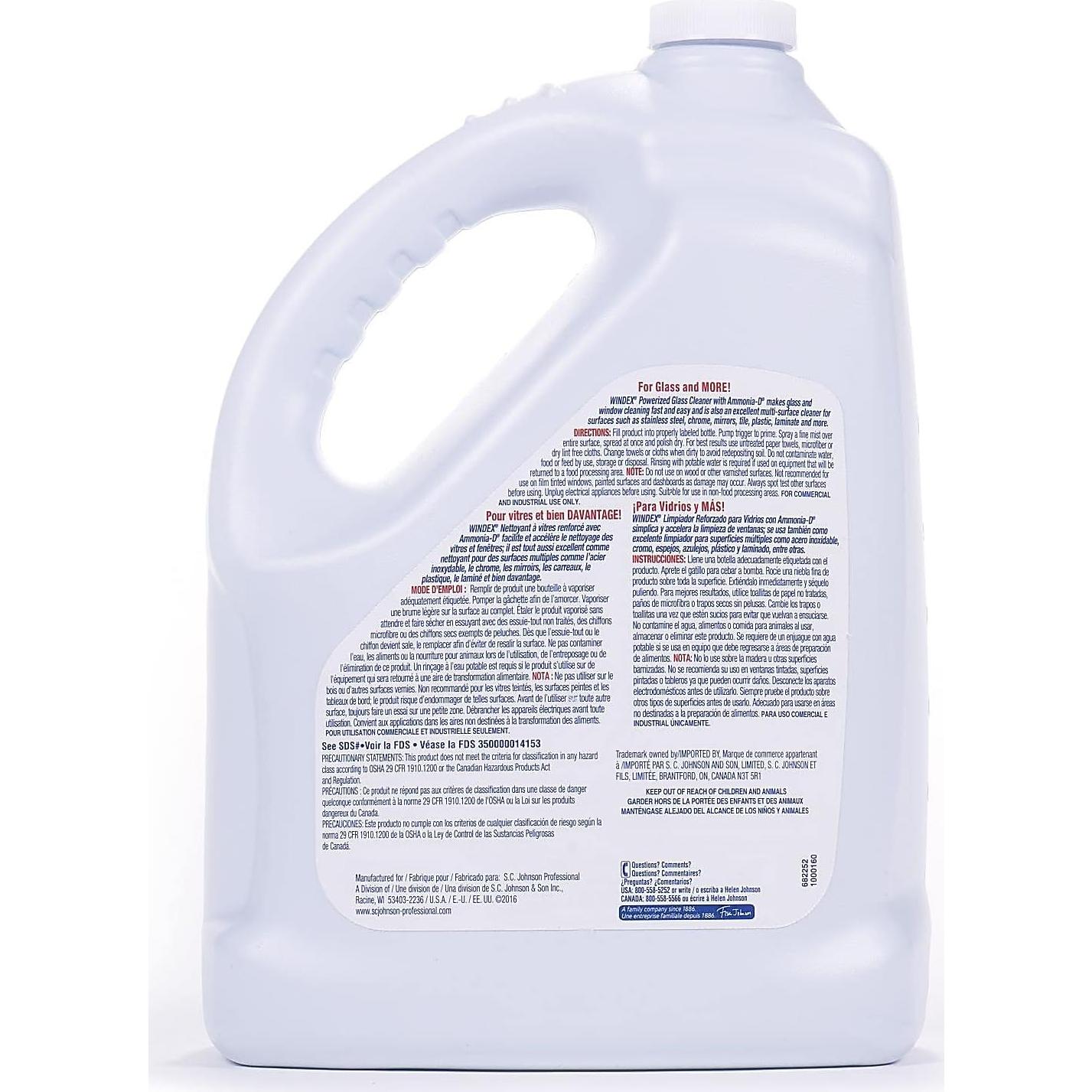 Limpiador de Vidrio Windex Sin Olor 3.78L Ammonia-D