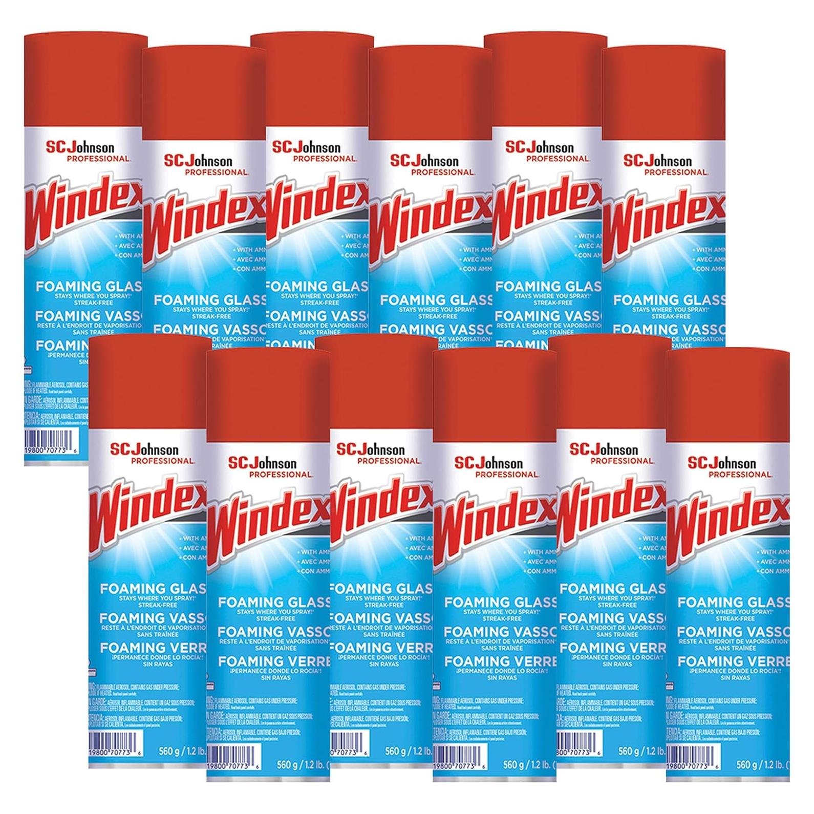 Limpiador de Vidrio Espumoso Windex 582 ml - Paquete de 12