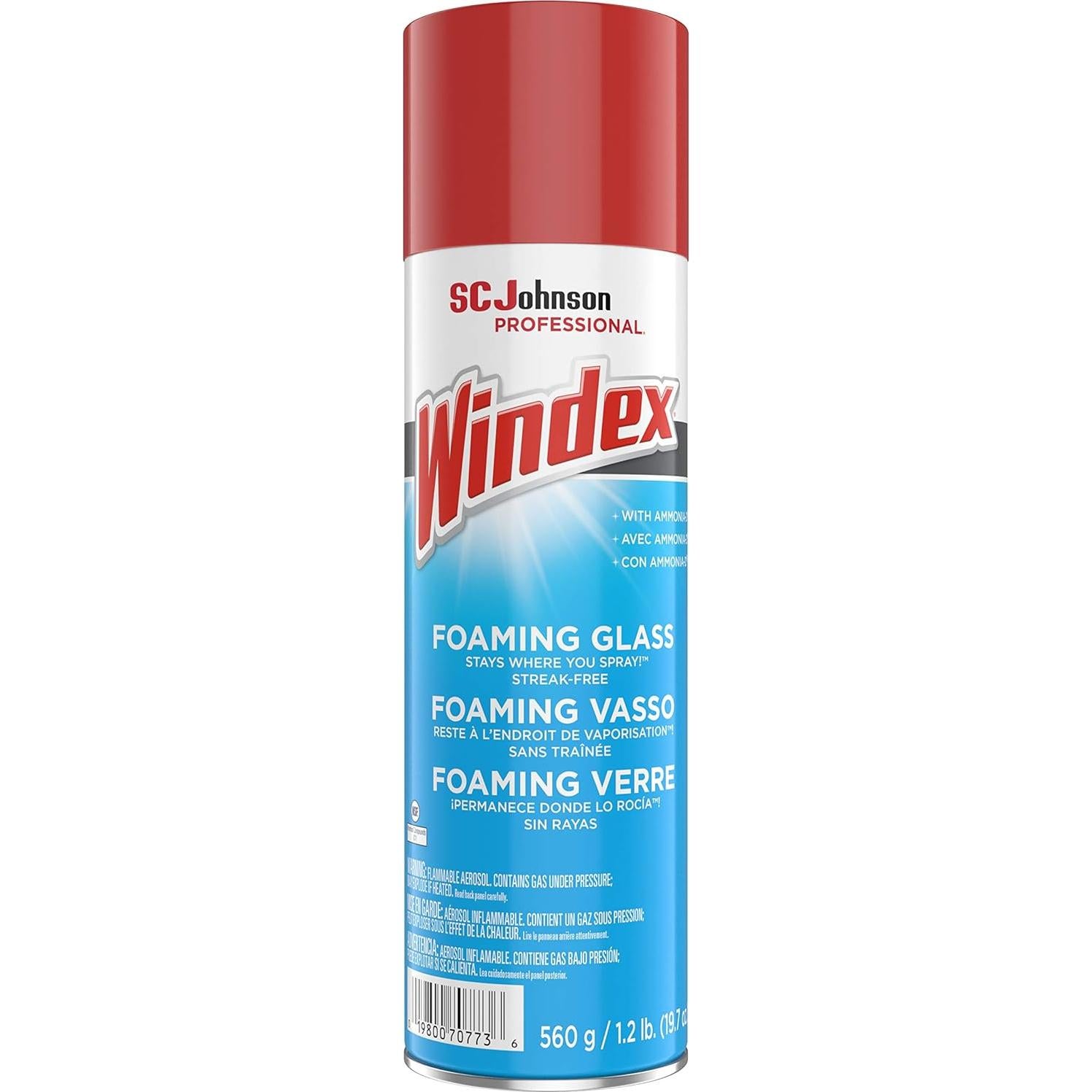 Limpiador de Vidrio Espumoso Windex 582 ml - Paquete de 12