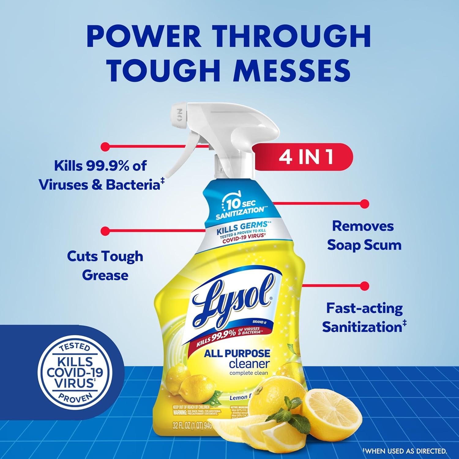 Limpieza Multiusos Lysol Spray 946 ml Aroma Limón Desinfectante