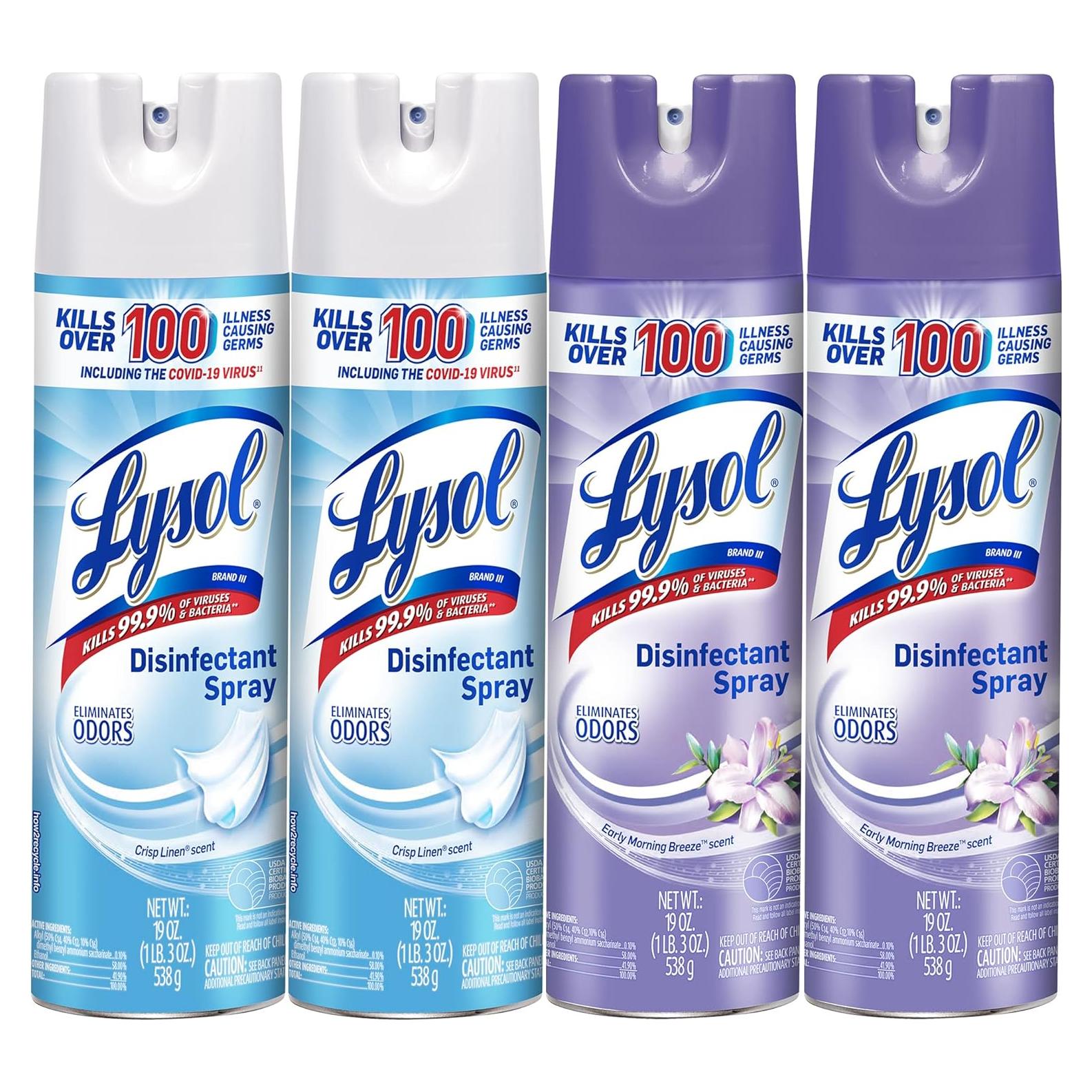 Spray Desinfectante Lysol 2x540ml Lino + 2x540ml Brisa